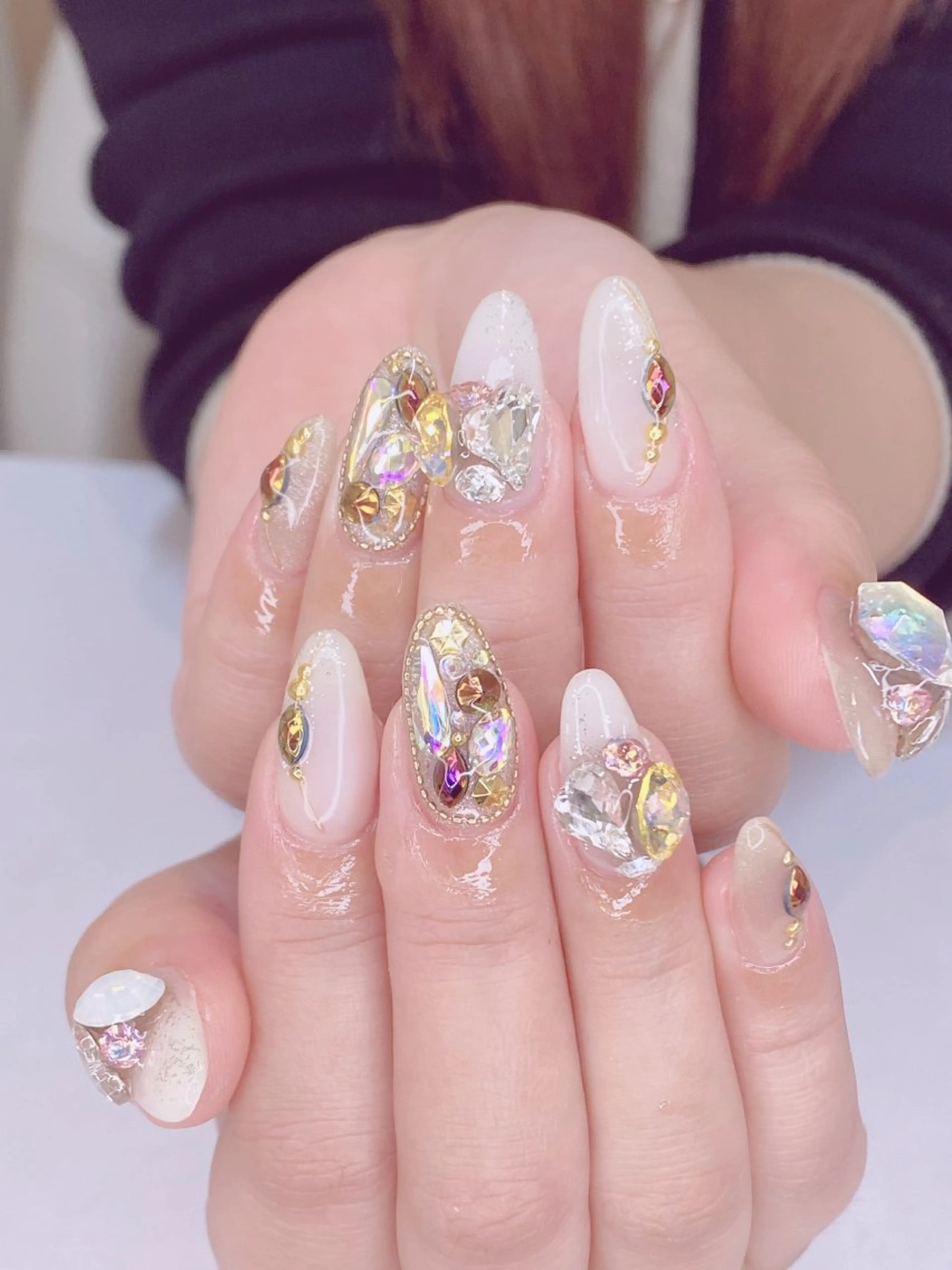 ネイル アートネイル オーロラネイル クリアネイル グラデーション ハート Ｎail Ｓalon ertiのネイルデザイン