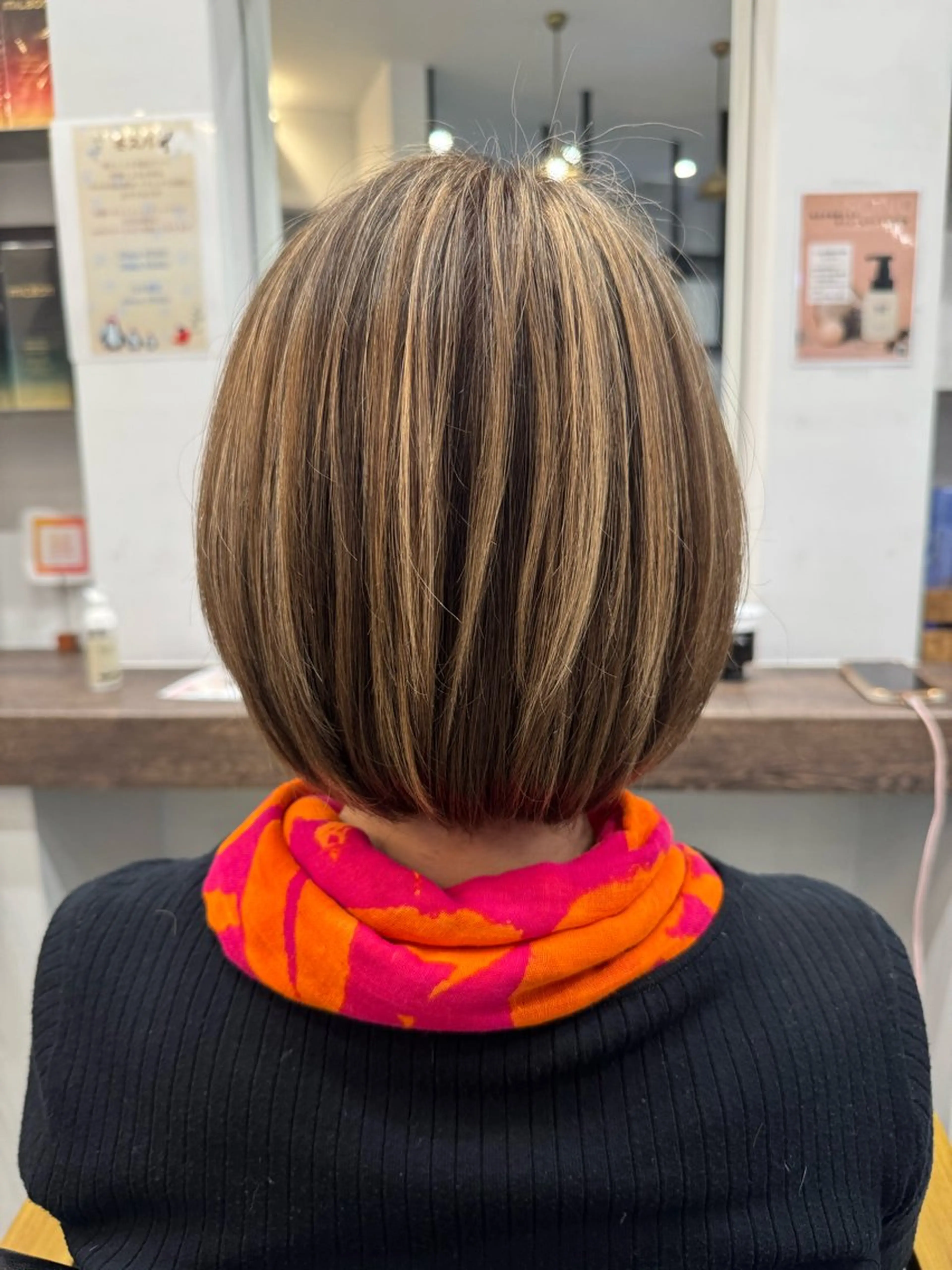 ミディアム カラー ハイライトカラー ハイライト カット ヘアカラー トリートメント オオミネ タクミのヘアスタイル