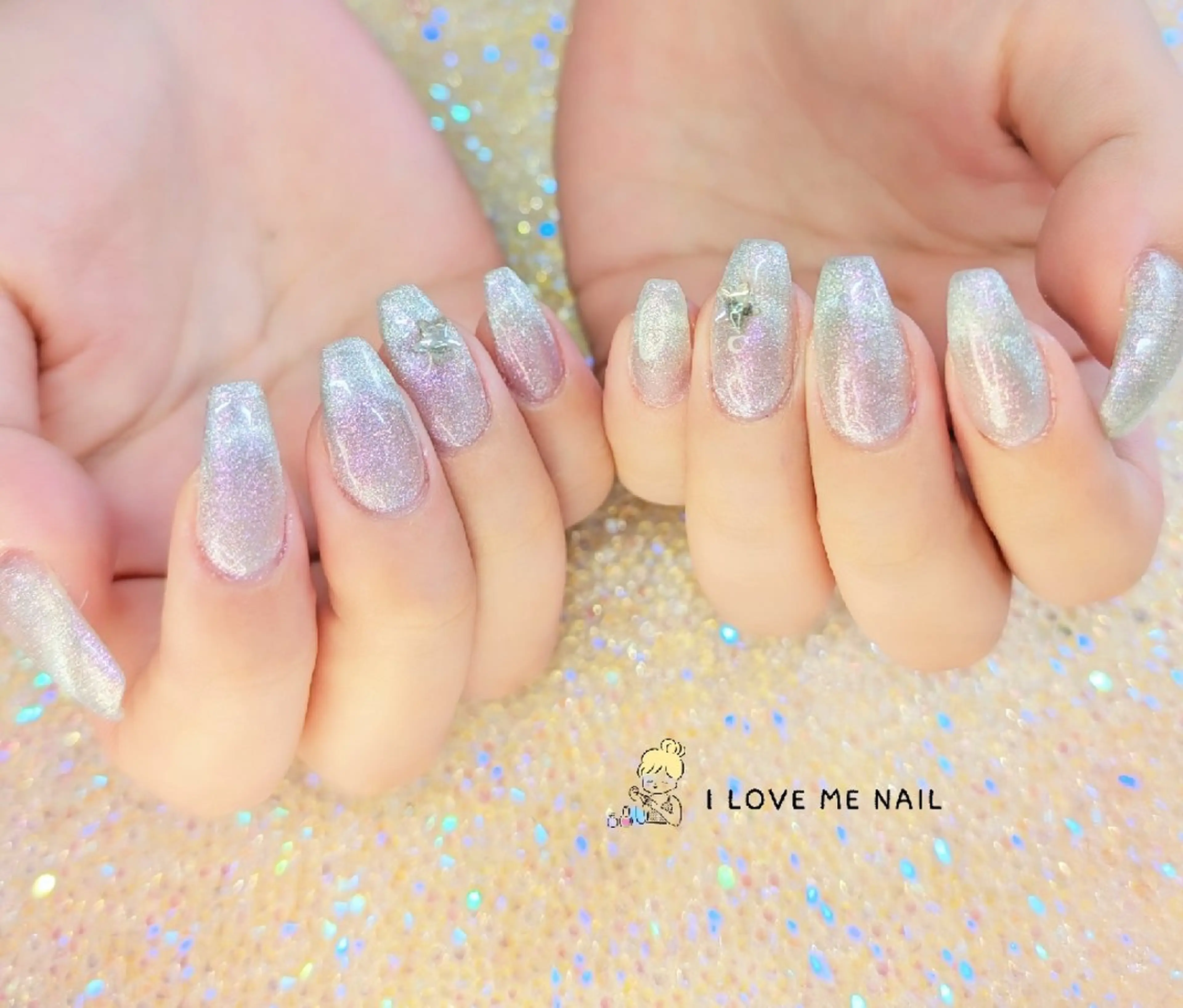 ネイル 長さ出し ハート 韓国ネイル マグネットネイル ニュアンスネイル ハンドネイル I LOVE ME NAIL.｡.:*♡のネイルデザイン