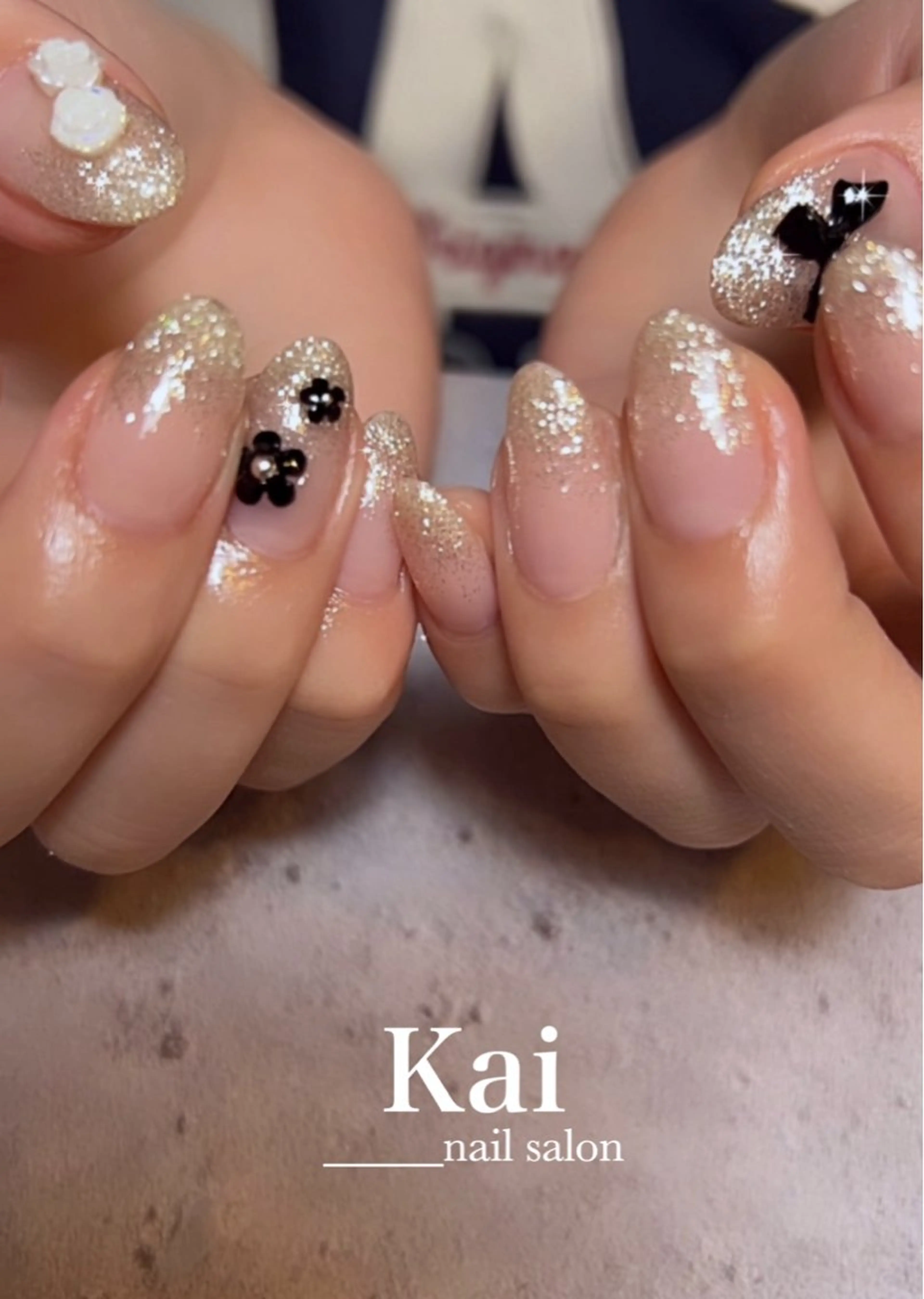 ネイル ジェルネイル ガーリー グラデーション キラキラネイル ラメ(グリッター) ハンドネイル Kai  nail Mayukoのネイルデザイン