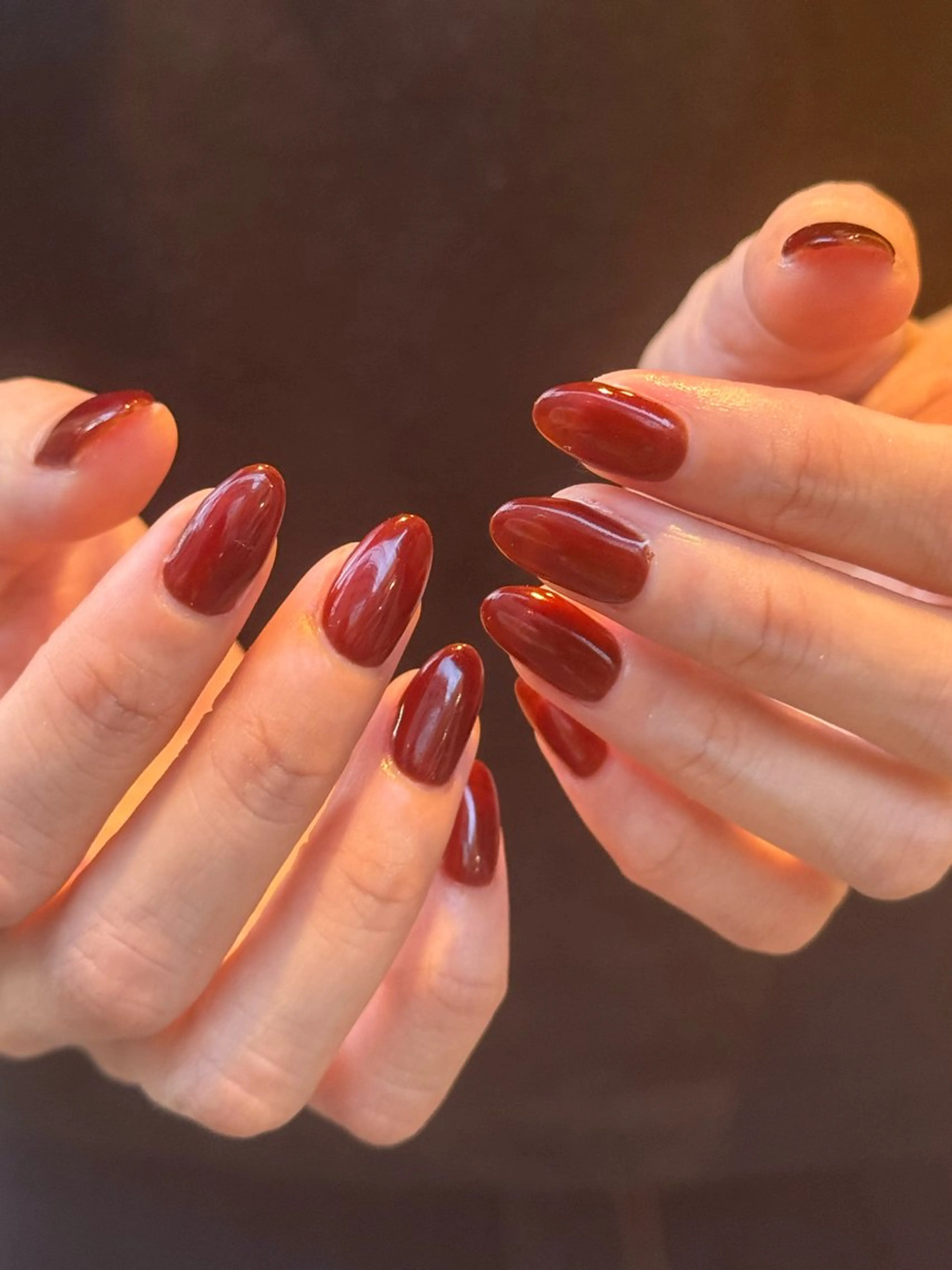 ネイル ブラウン クリアネイル ワンカラーネイル ハンドネイル filonnail momoeのネイルデザイン