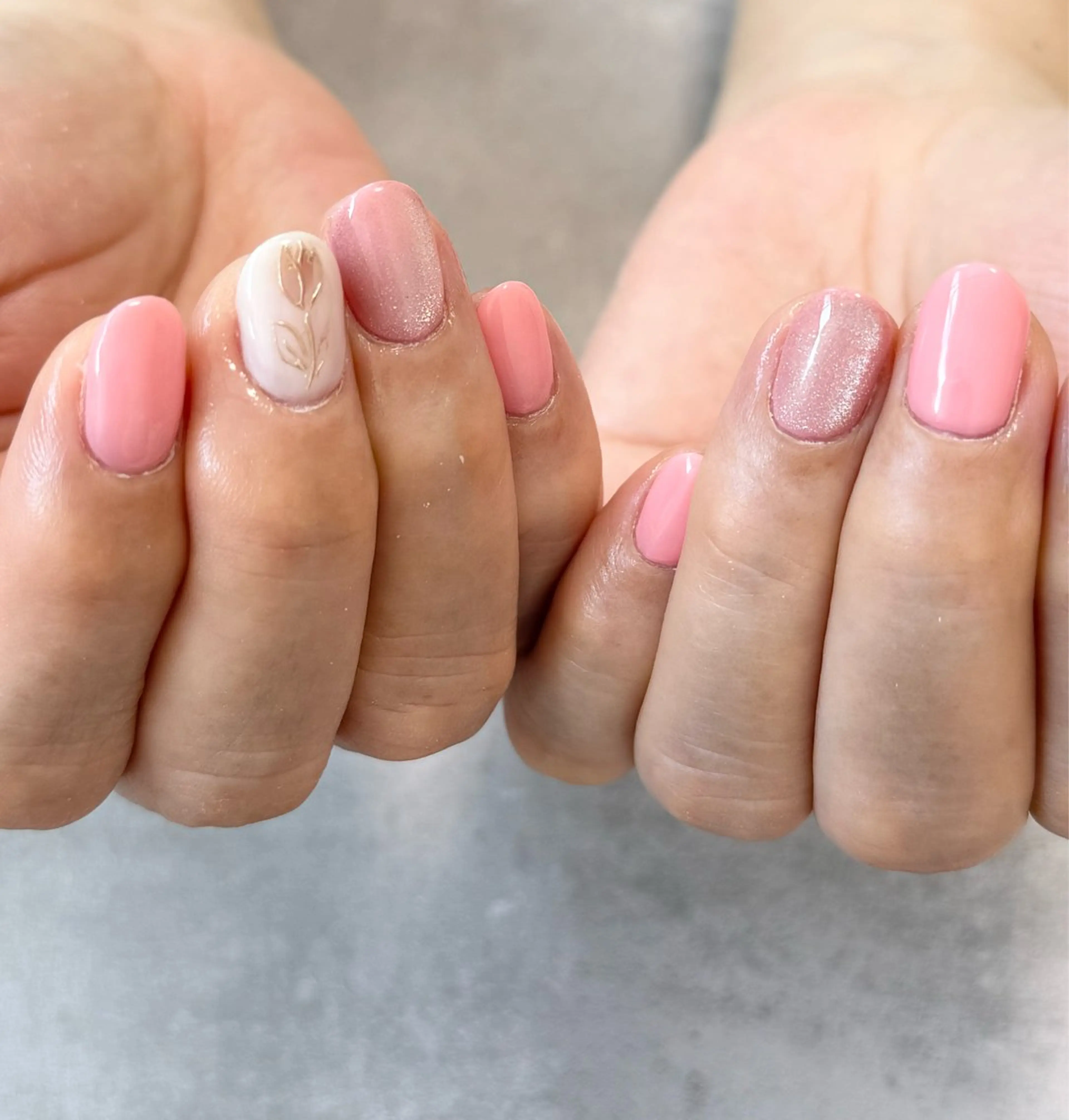 ネイル ジェルネイル マグネットネイル パラジェル 春ネイル ハンドネイル nailroom amyのネイルデザイン