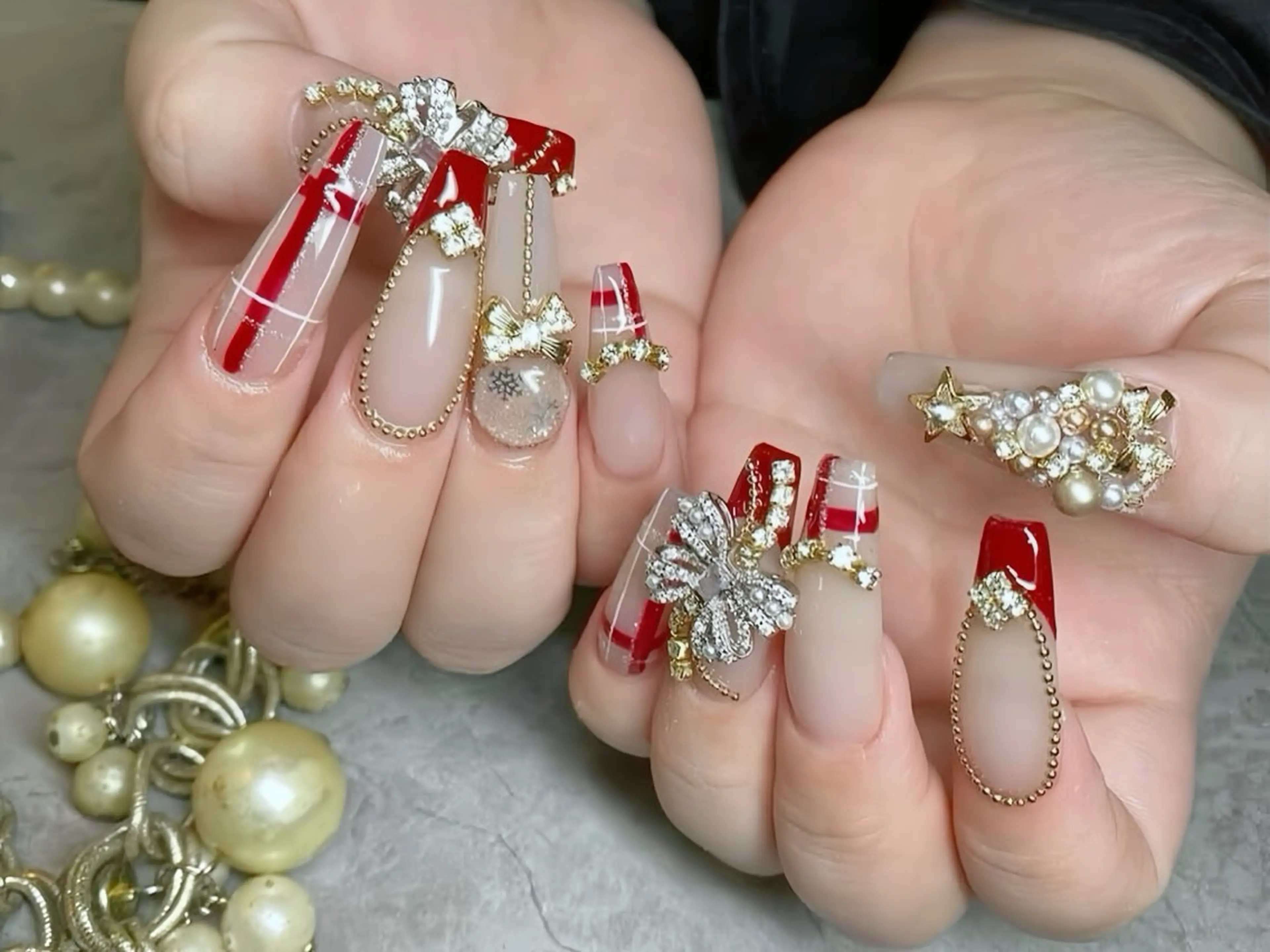 ネイル アートネイル オーロラネイル カジュアル クリアネイル 長さ出し ハンドネイル Rin Nail 新大久保店のネイルデザイン