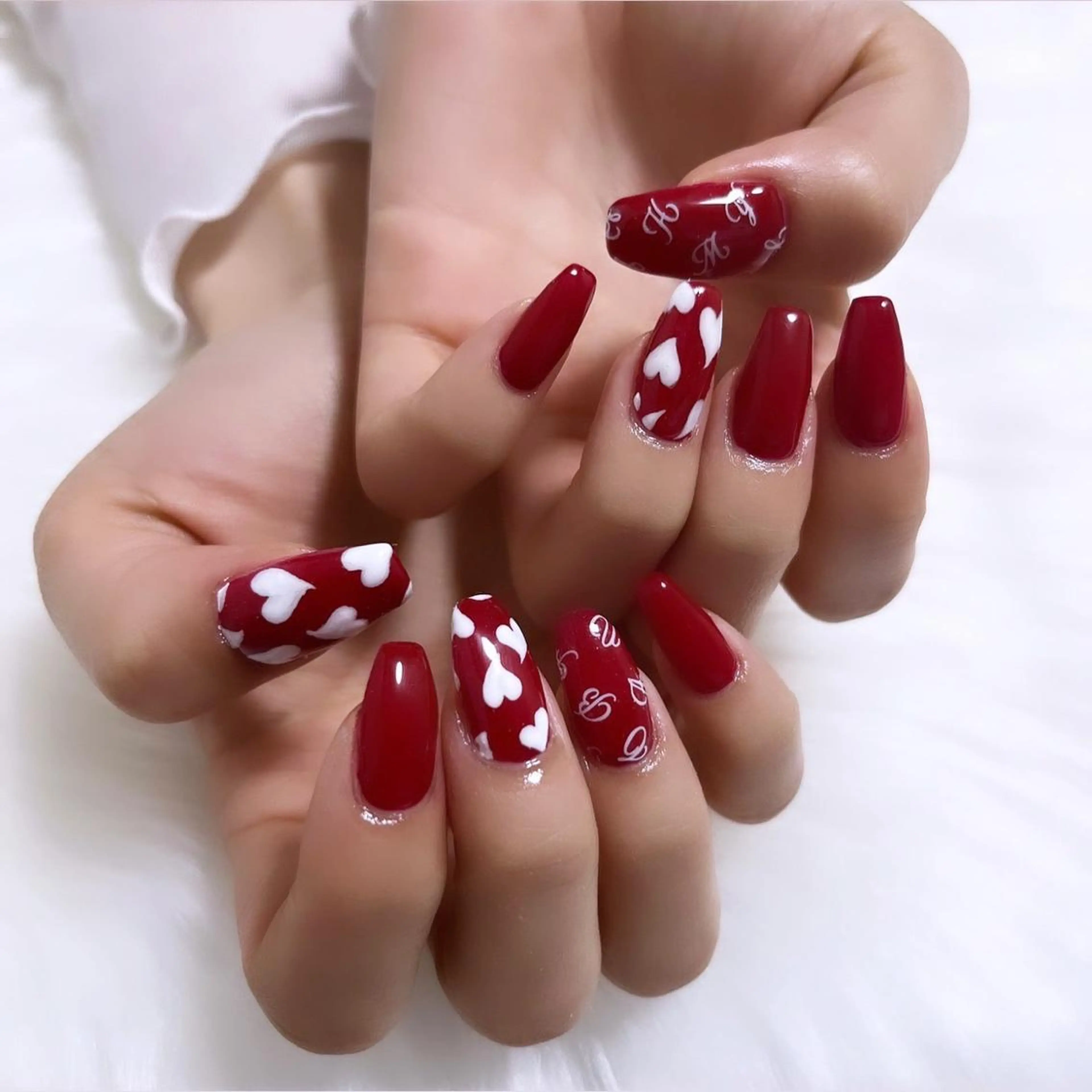 ネイル ボルドー ガーリー ハート Lala nailのネイルデザイン