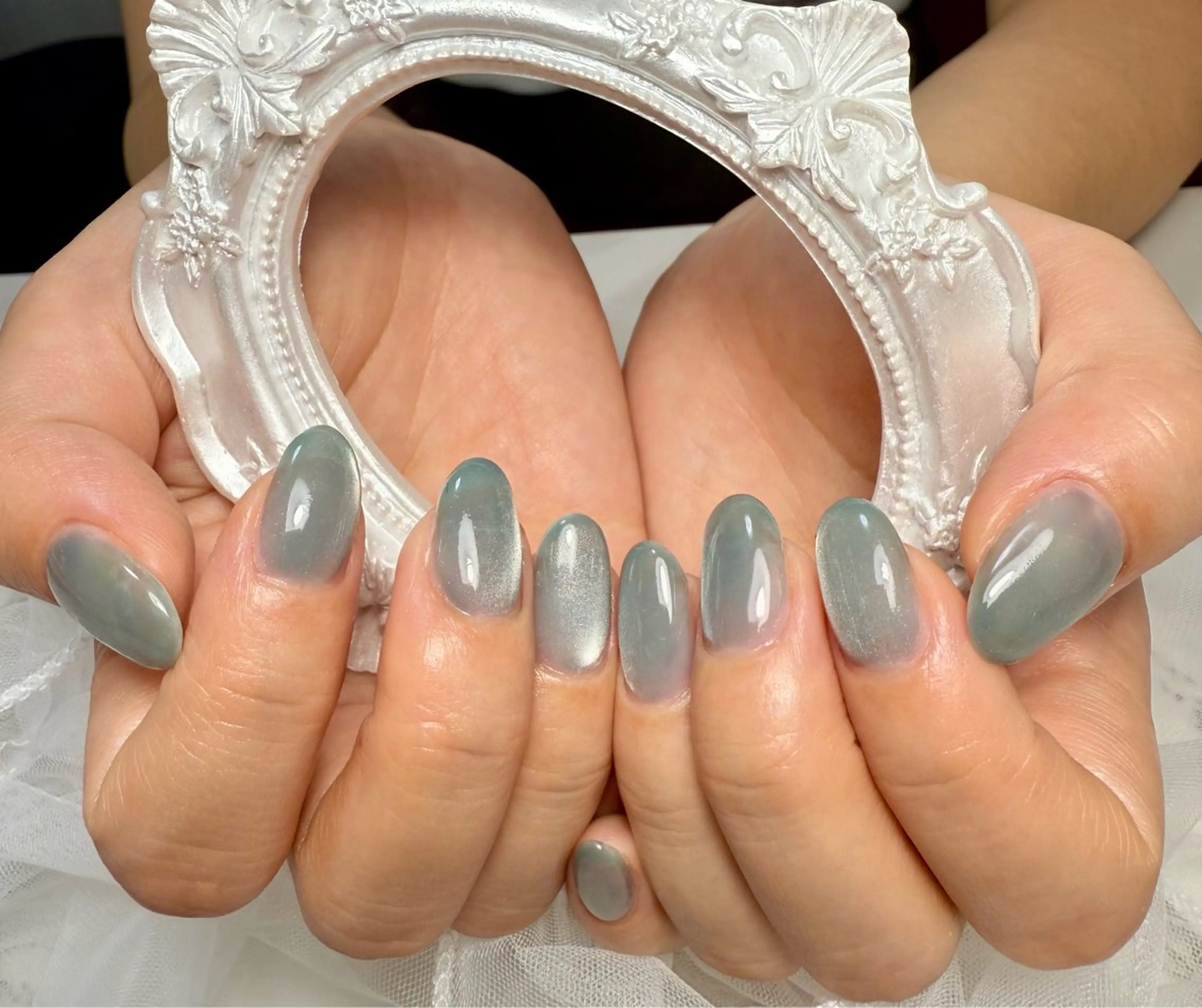 ネイル アートネイル チークネイル フレンチネイル ガラスフレンチ 氷ネイル・うるうるネイル M.N_ nailのネイルデザイン