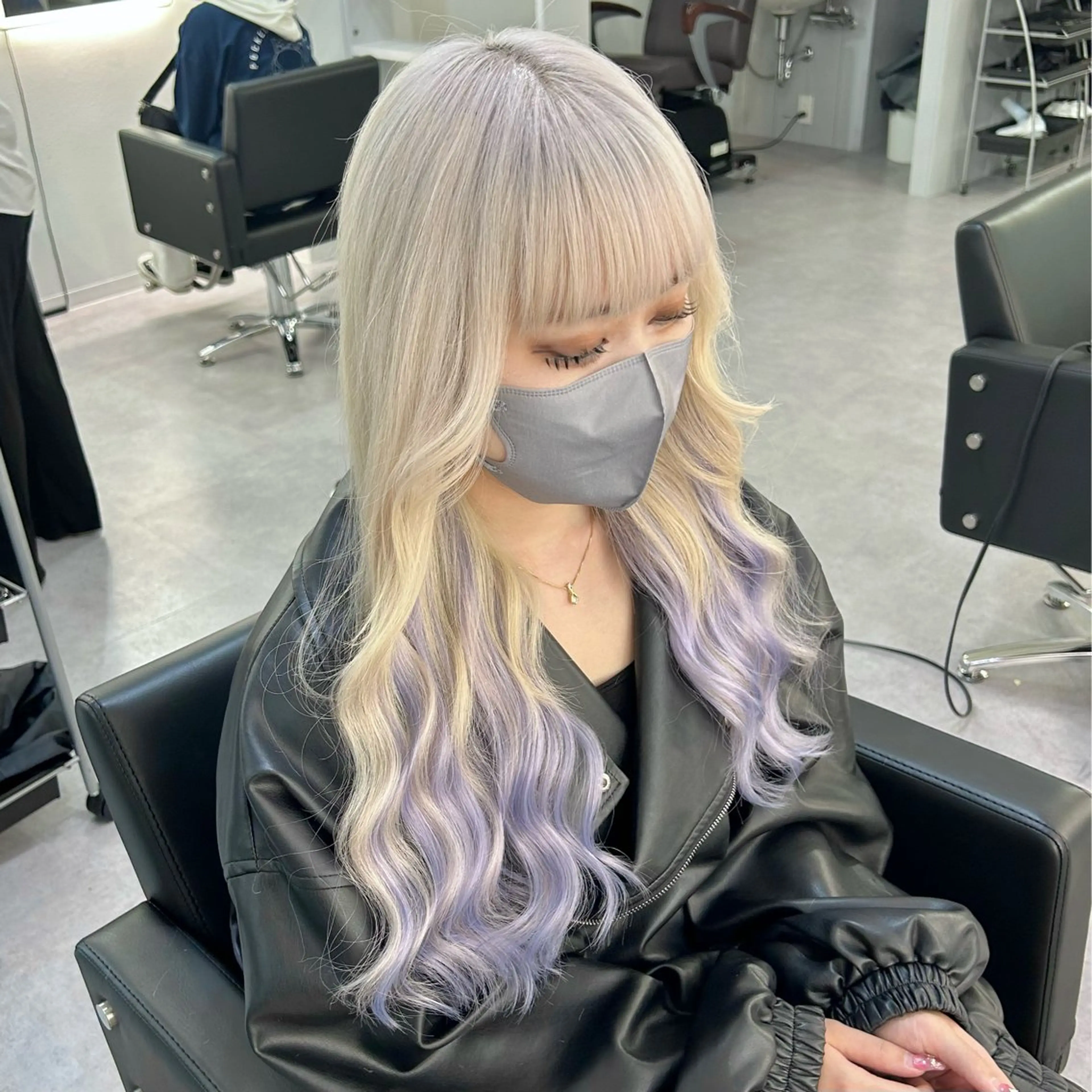 カラー ベージュカラー ブリーチ ダブルカラー グレージュ ハイトーンカラー ミルクティーベージュ /ピンク/大阪/堀江のヘアスタイル