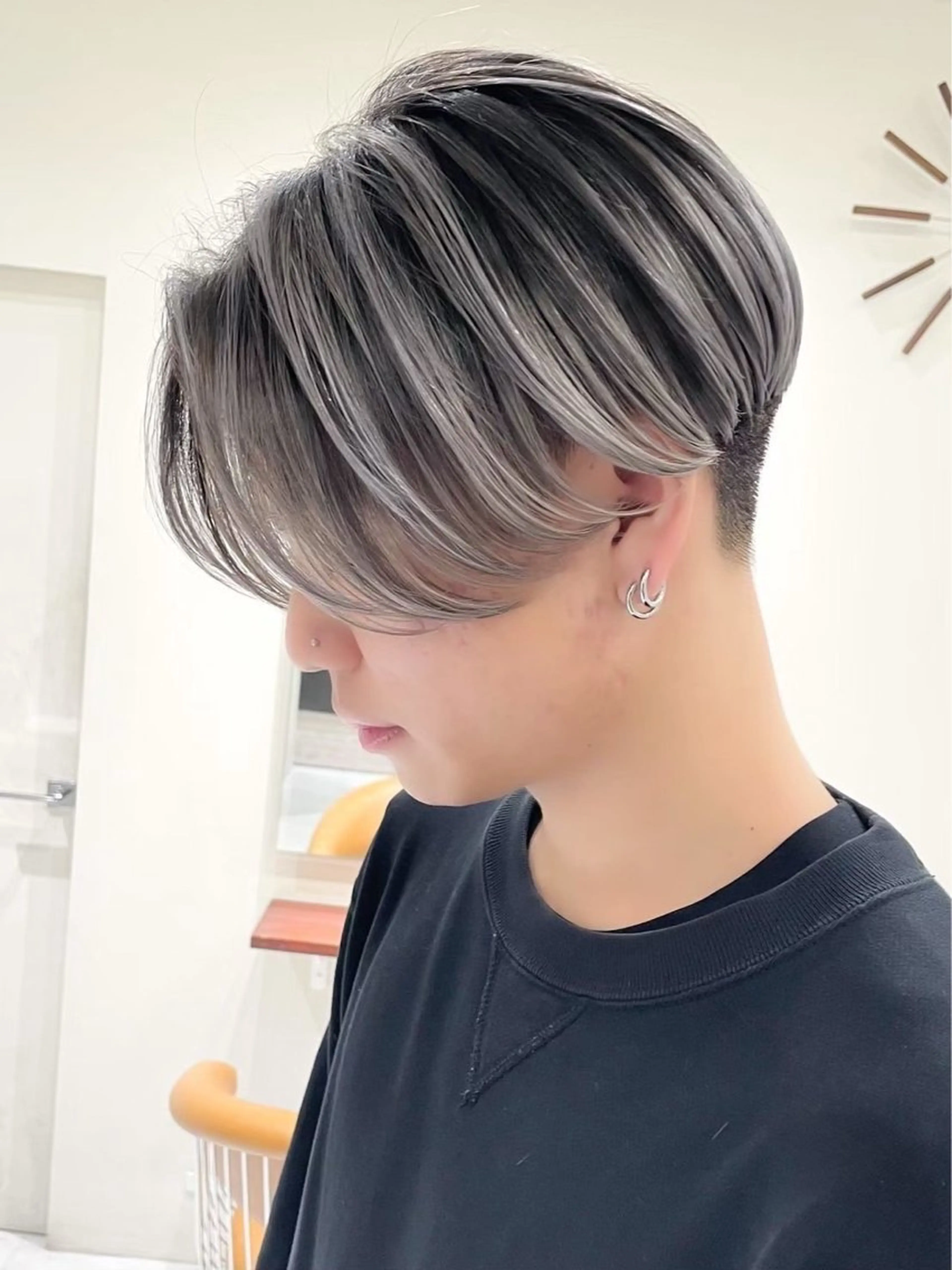 ショート カラー メンズ カット ヘアカラー ✨ハイライトの達人 ボブ/ショート/雪下のヘアスタイル