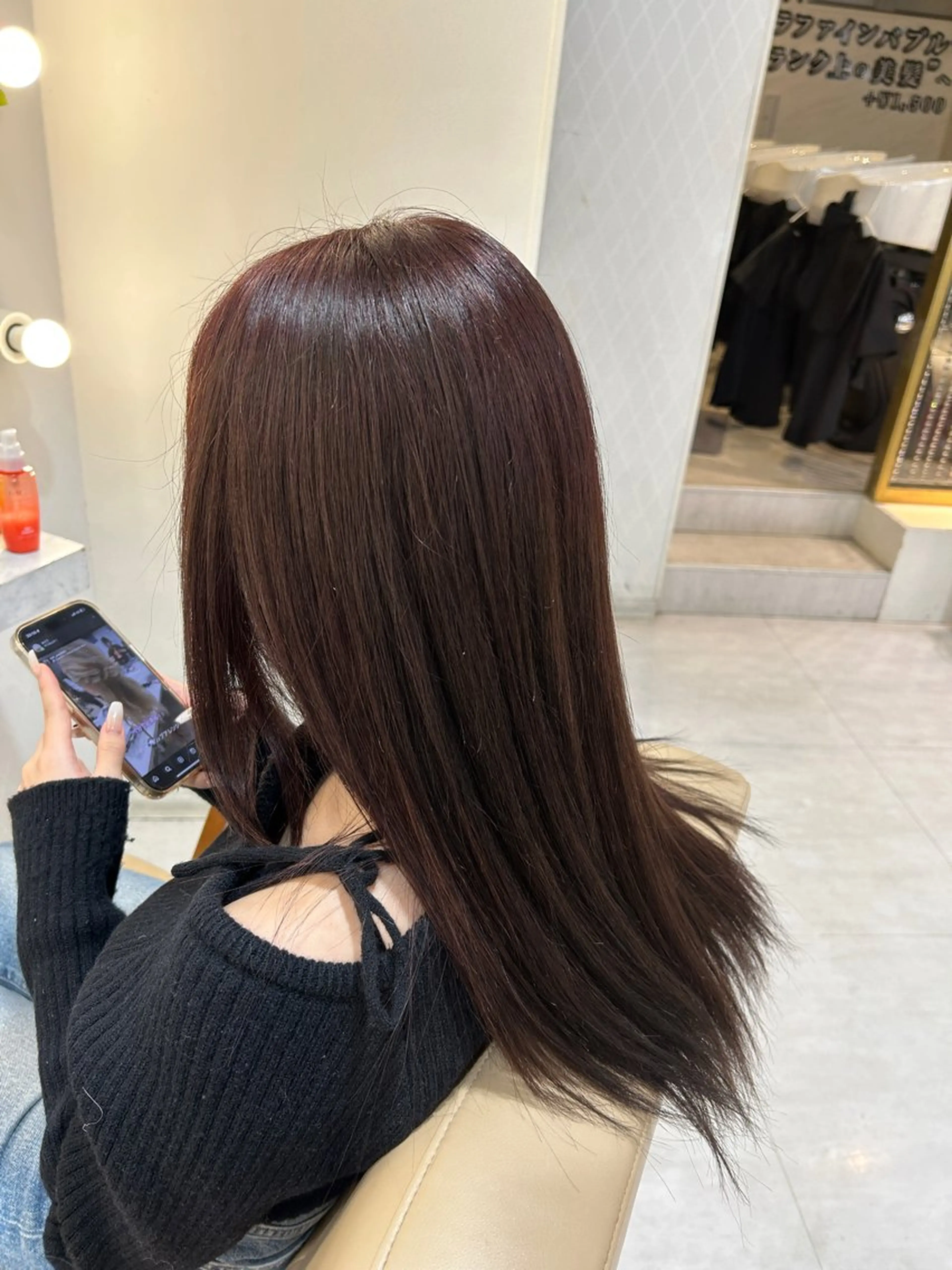 ロング カラー ブリーチ ブリーチなしカラー レッドカラー ヘアカラー ヘアーメイクウィル野田阪神店所属・Yuu/髪質改善 デザインカラーのヘアスタイル
