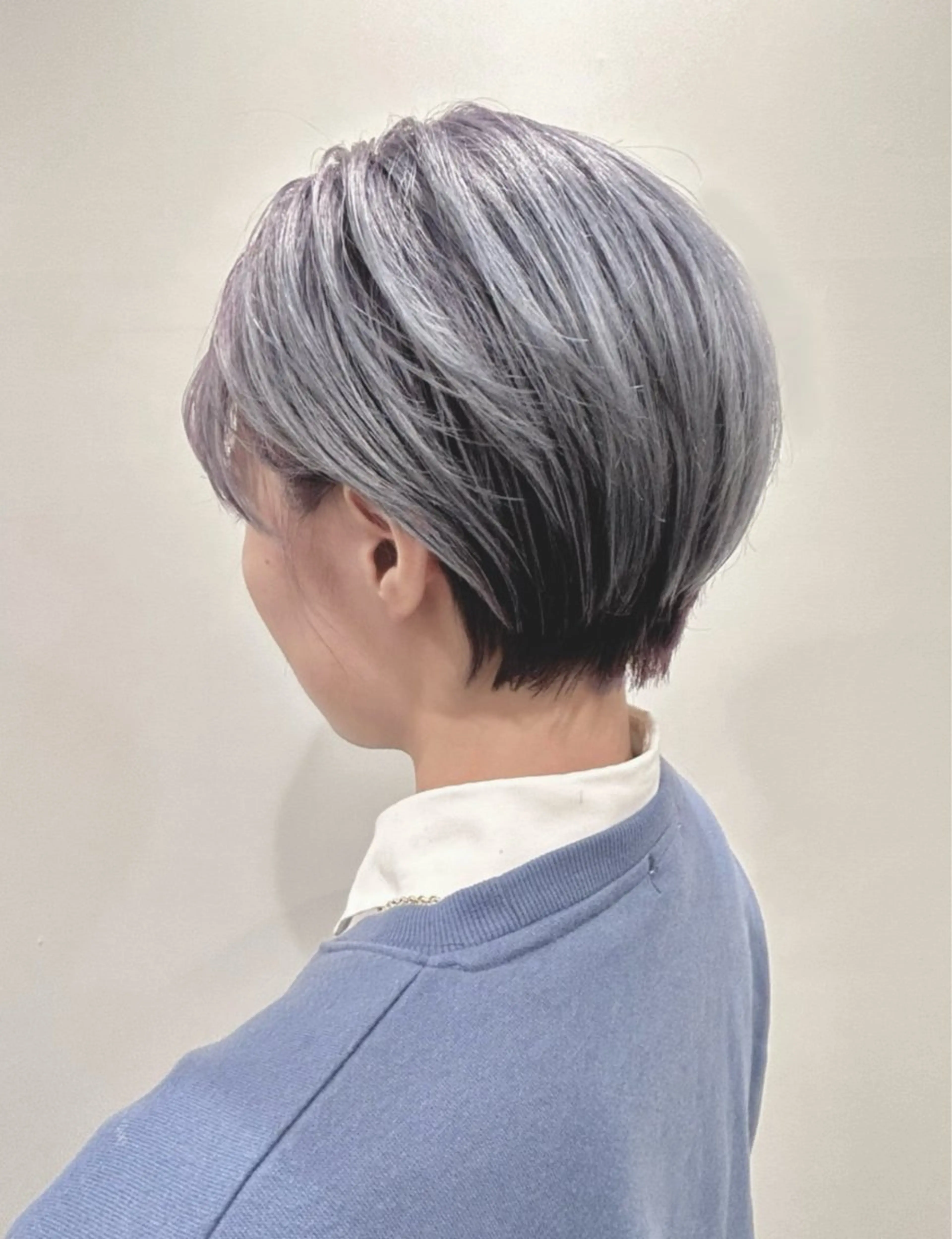 ショート カラー ショートボブ 丸みショート 透明感カラー ハイトーンカラー シルバー カット ヘアカラー トリートメント Halo 長居店 "ROKI"のヘアスタイル