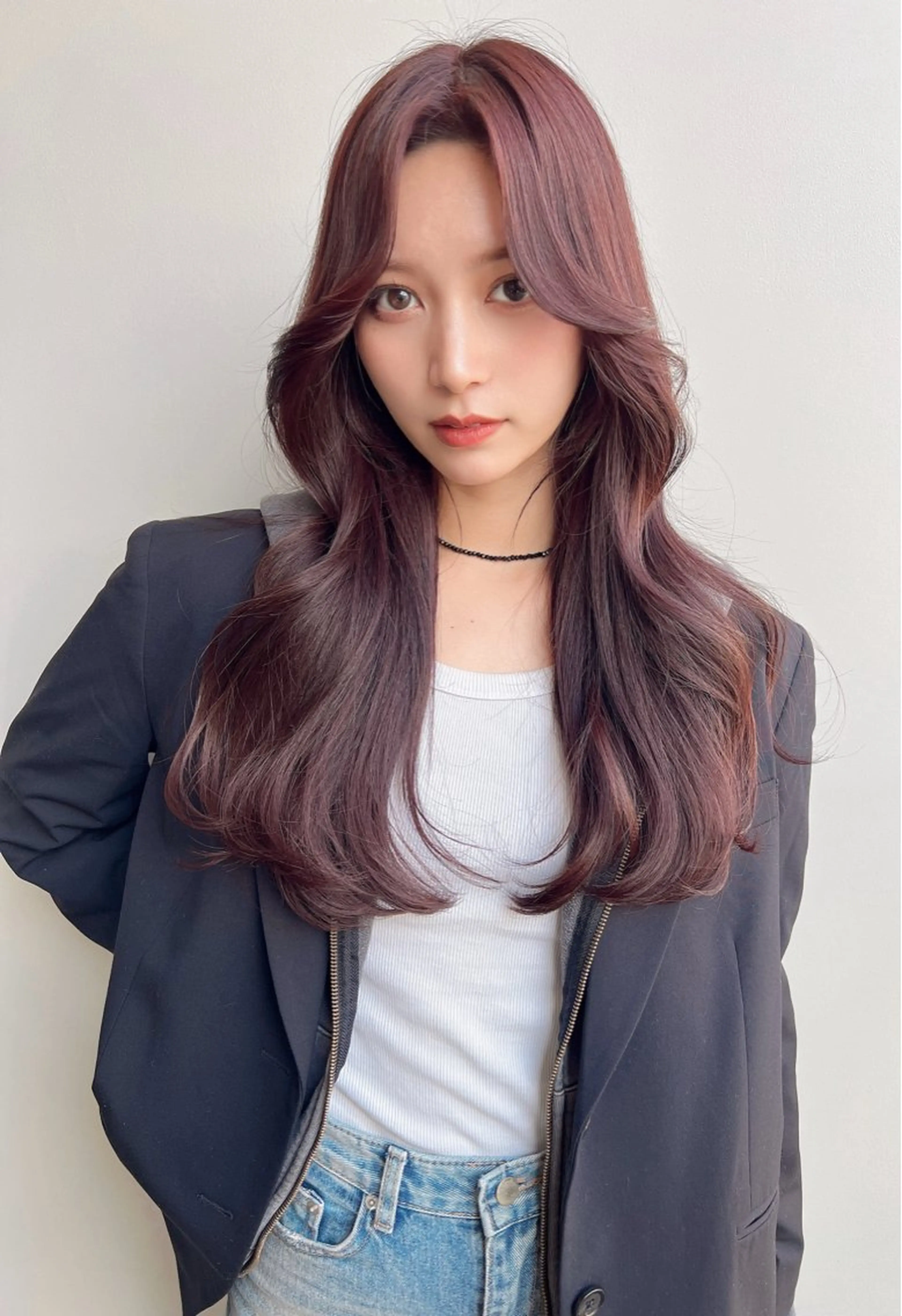 ロング カラー ボルドーカラー 韓国風ヘア ヘアカラー トリートメント youres  hair恵比寿本店所属・小山潤/韓国レイヤー /ヘアケアマイスターのヘアスタイル