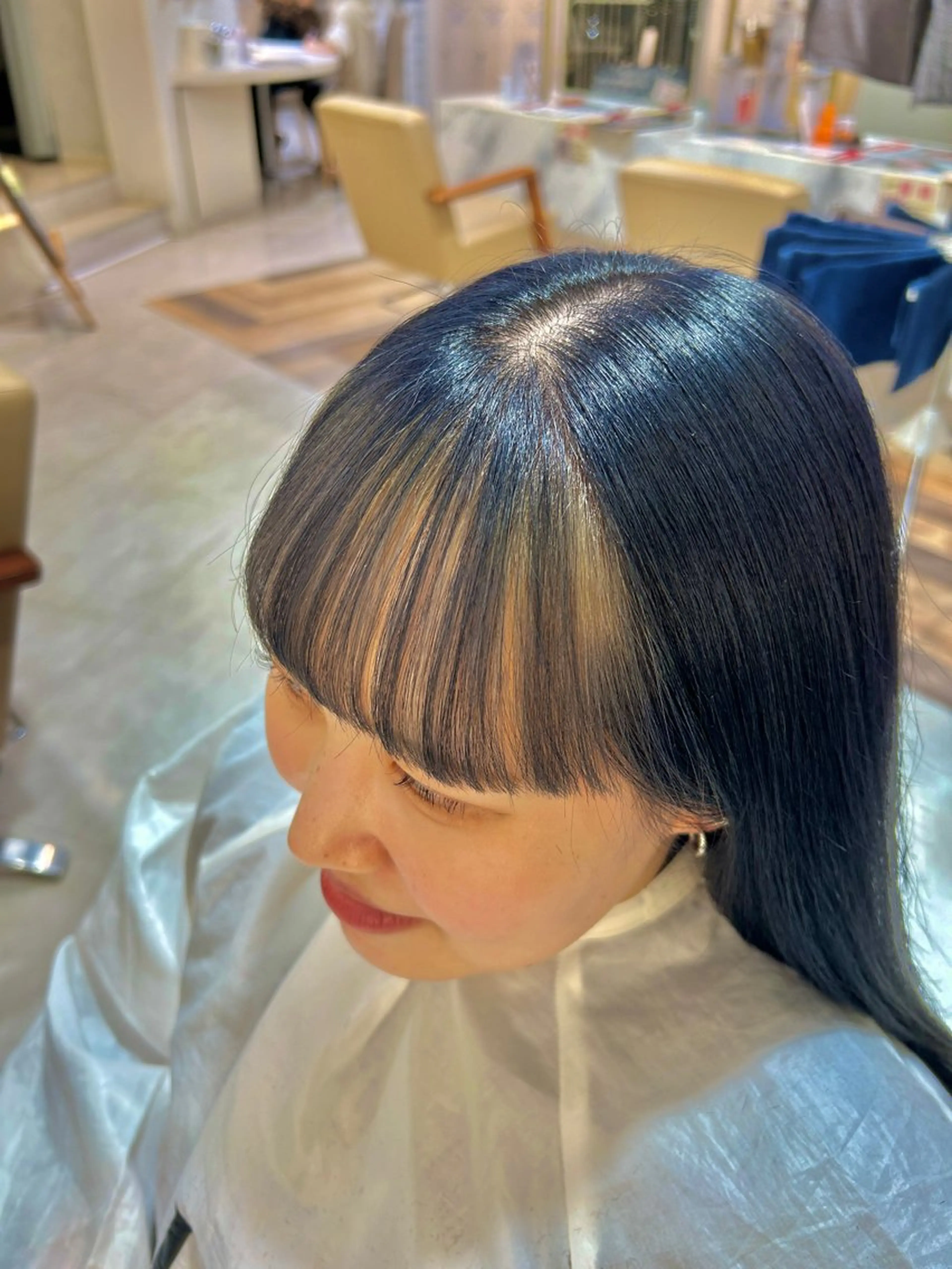 ロング カラー ブリーチ ブルーカラー ダブルカラー 髪質改善 縮毛矯正 ヘアカラー Yuu/髪質改善 デザインカラーのヘアスタイル