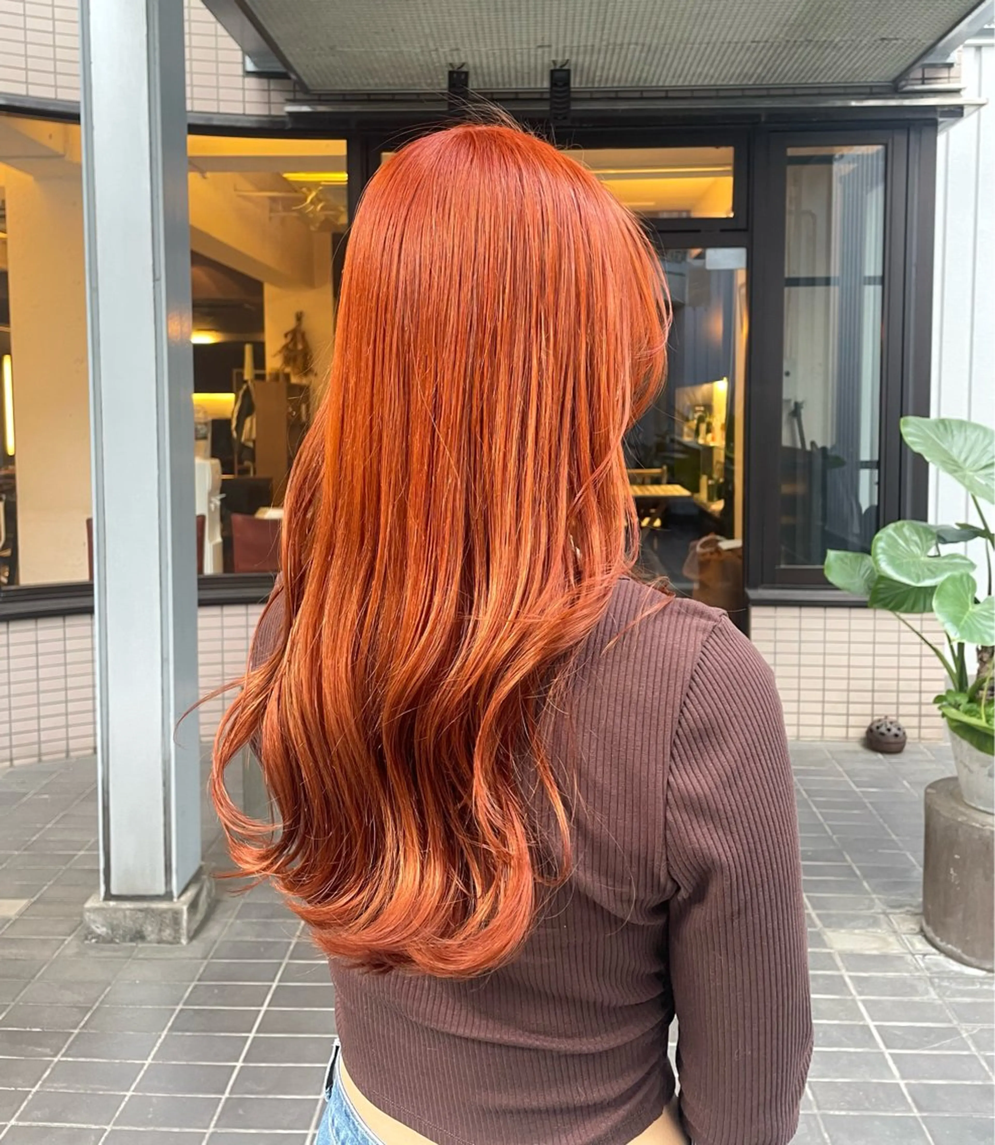 ロング カラー ブリーチ ケアブリーチ オレンジ TIECHEL所属・韓国ナチュラル・ ベージュ/落合夏希のヘアスタイル