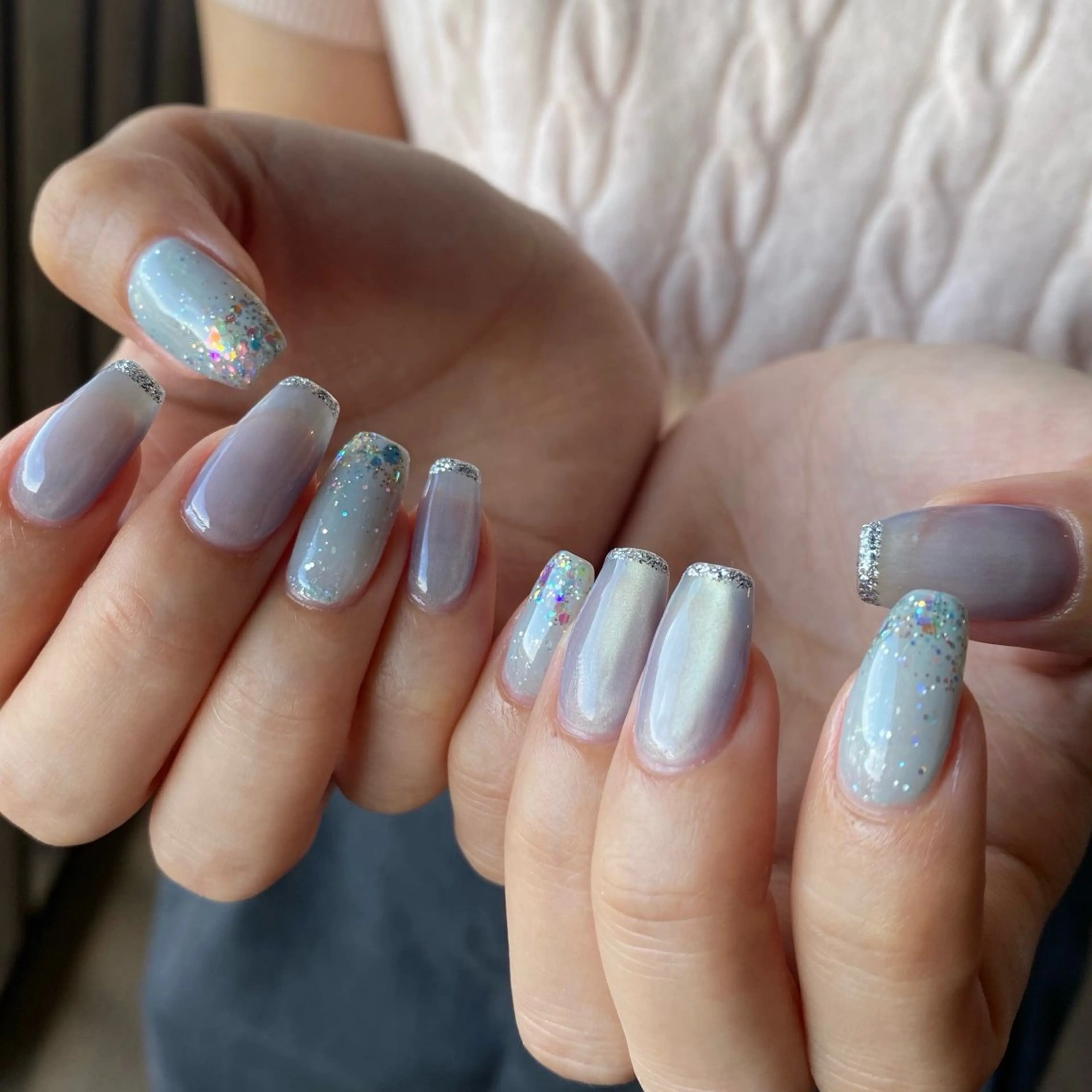 ネイル ブルー 韓国ネイル マグネットネイル ワンホンネイル ハンドネイル nail amuseのネイルデザイン