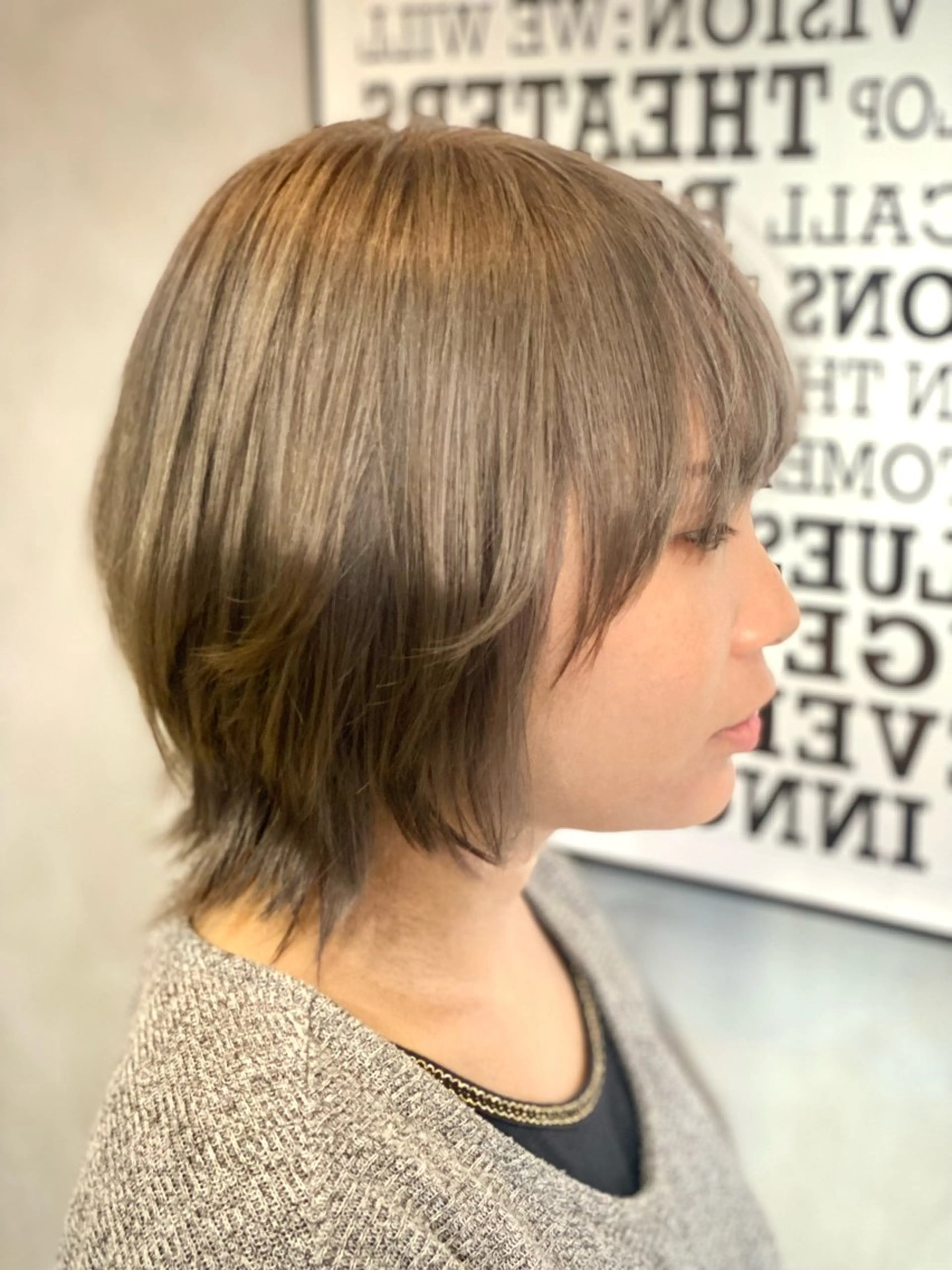 カラー ブリーチ グレージュ ミルクティーグレージュ カット ヘアカラー Agu hair lang屋島店所属・大林　恵理 【Agu 屋島】のヘアスタイル
