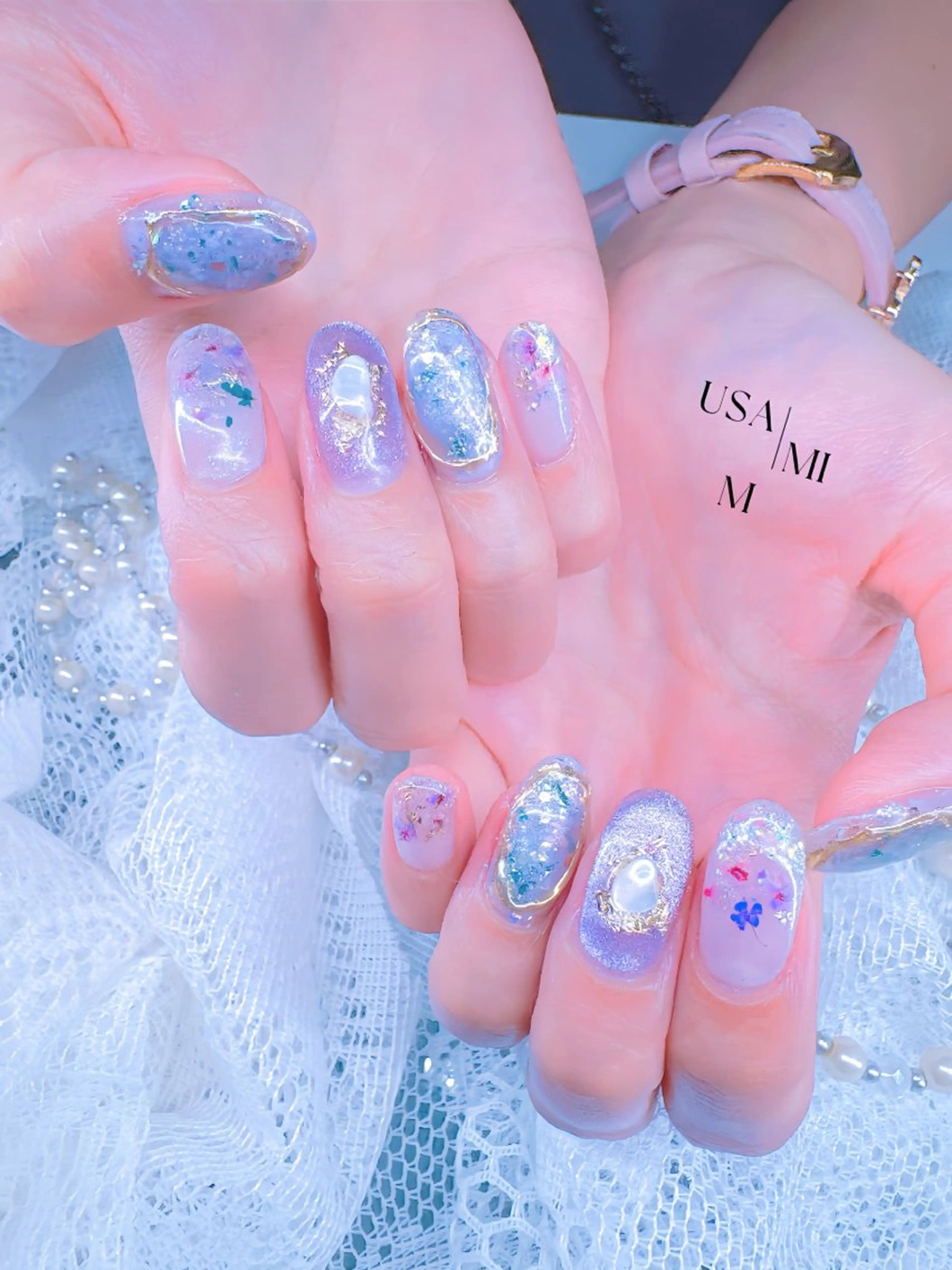 ネイル ハンドネイル 💕🐰うさみみ🐰 💕猫と触れ合い✨のネイルデザイン