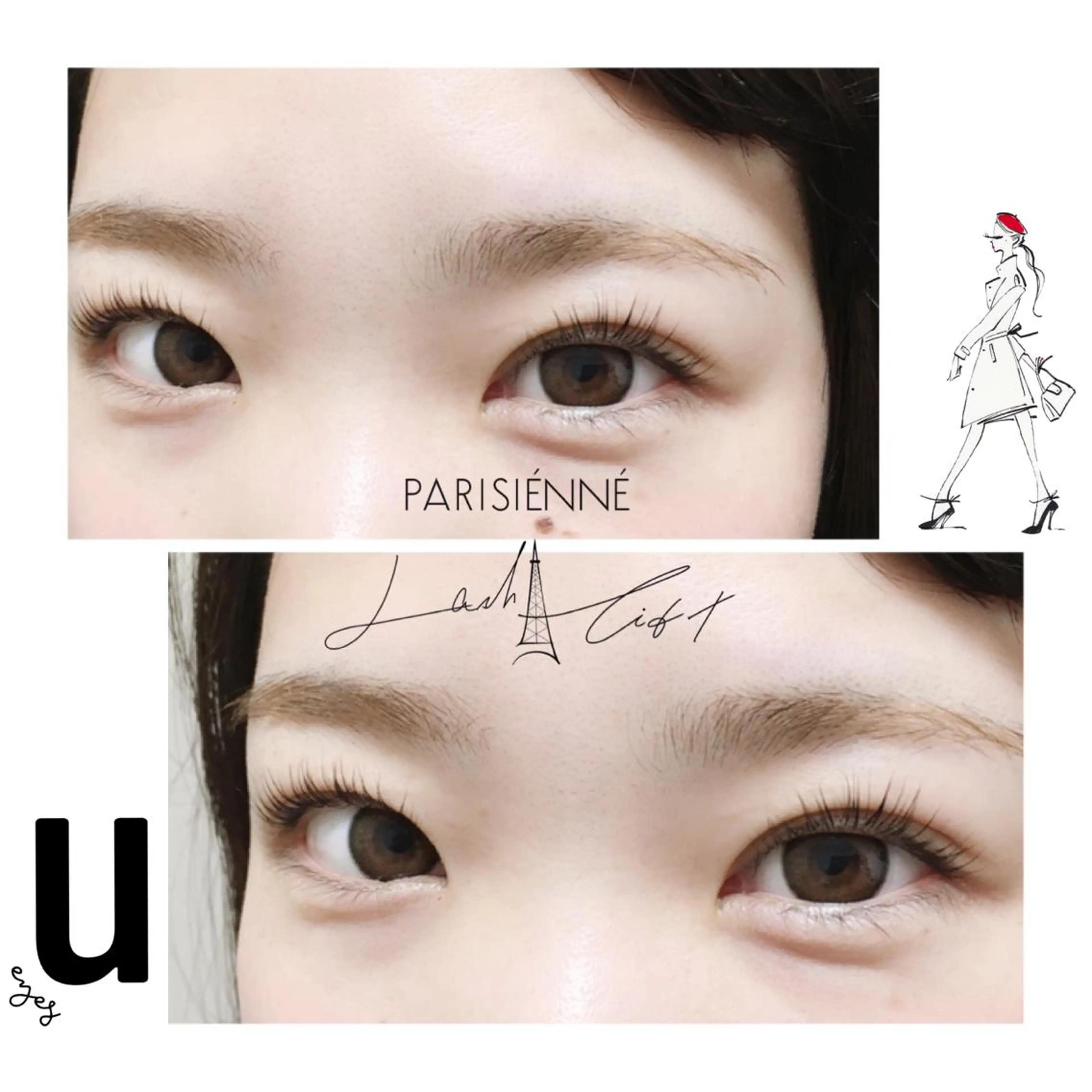 マツエク・マツパ パリジェンヌラッシュリフト 一重×まつ毛パーマ u eyesのマツエク・マツパデザイン