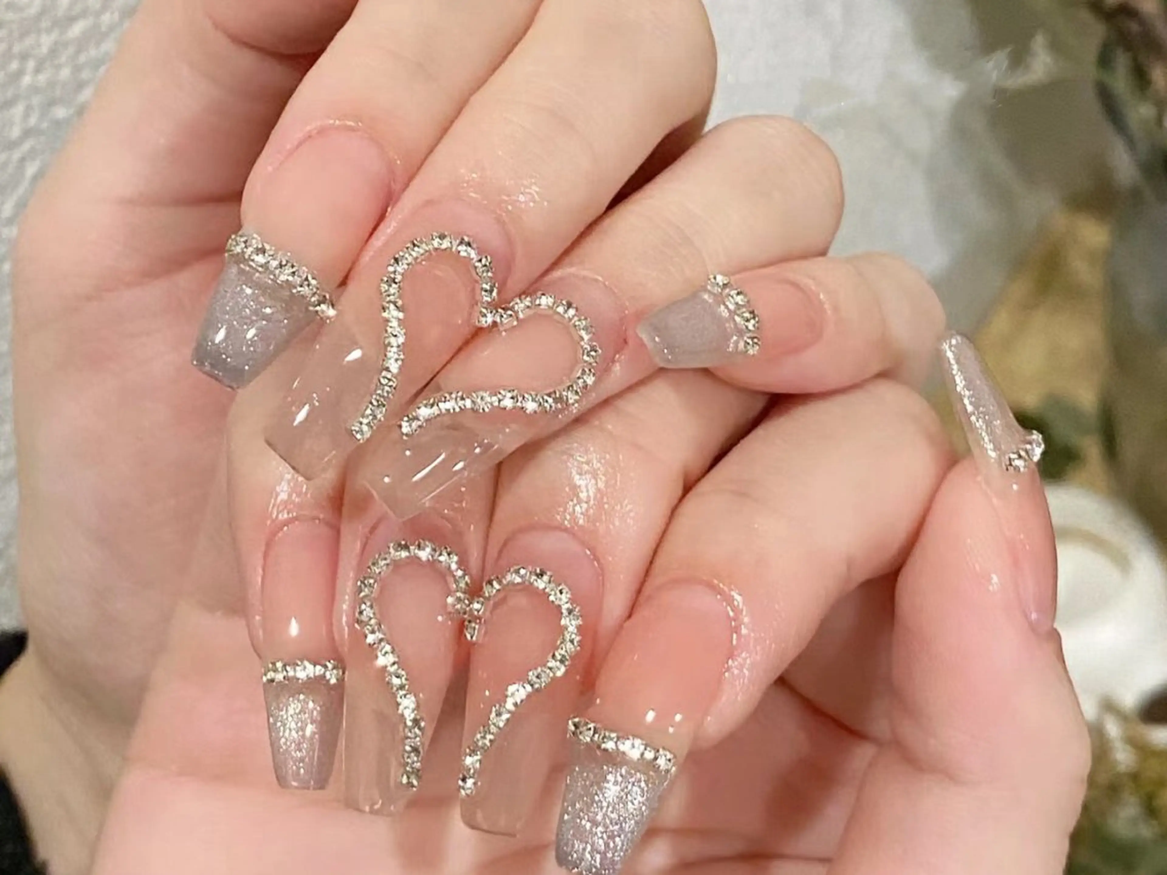 ネイル オーロラネイル チークネイル 長さ出し フットネイル フレンチネイル ハンドネイル ハンドケア NaNa nailのネイルデザイン