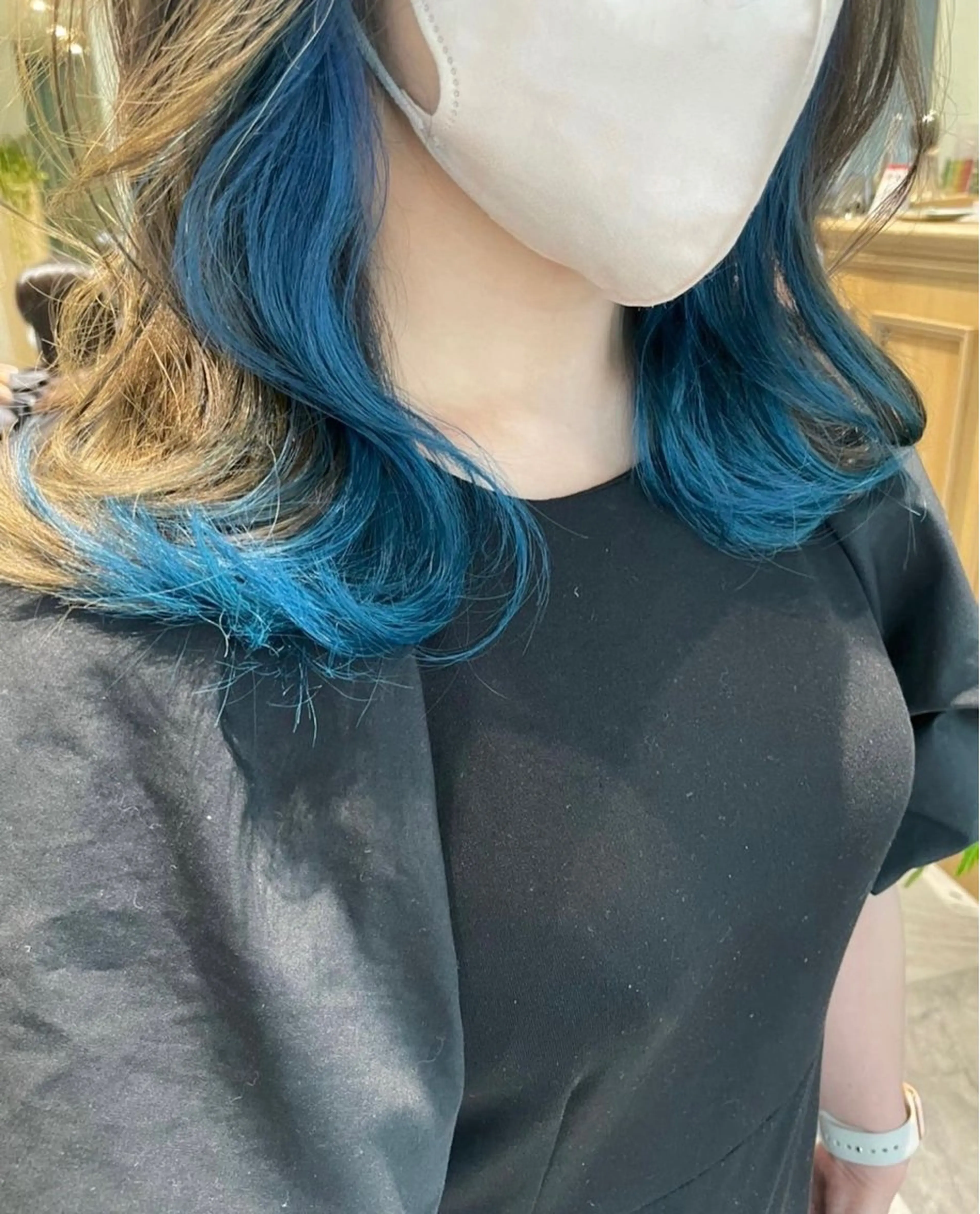 ロング ボブ ハイライト 髪質改善 韓国風ヘア 小顔カット ヘアカラー トリートメント 透明感カラー/カット 髪質改善/森栄範のヘアスタイル