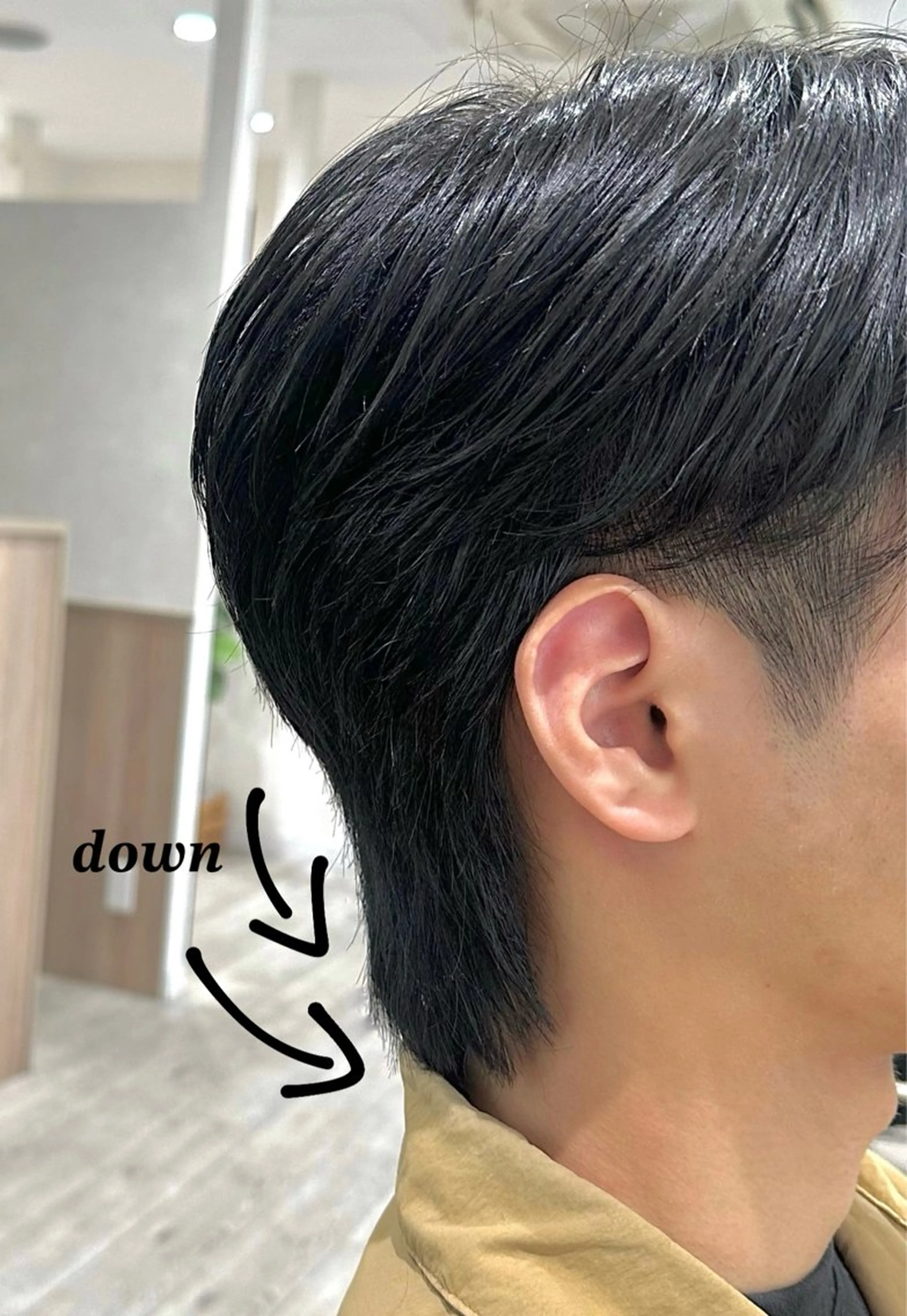 ダウンパーマ (浮きグセ、生えグセを抑える) × 骨格補正カットの写真