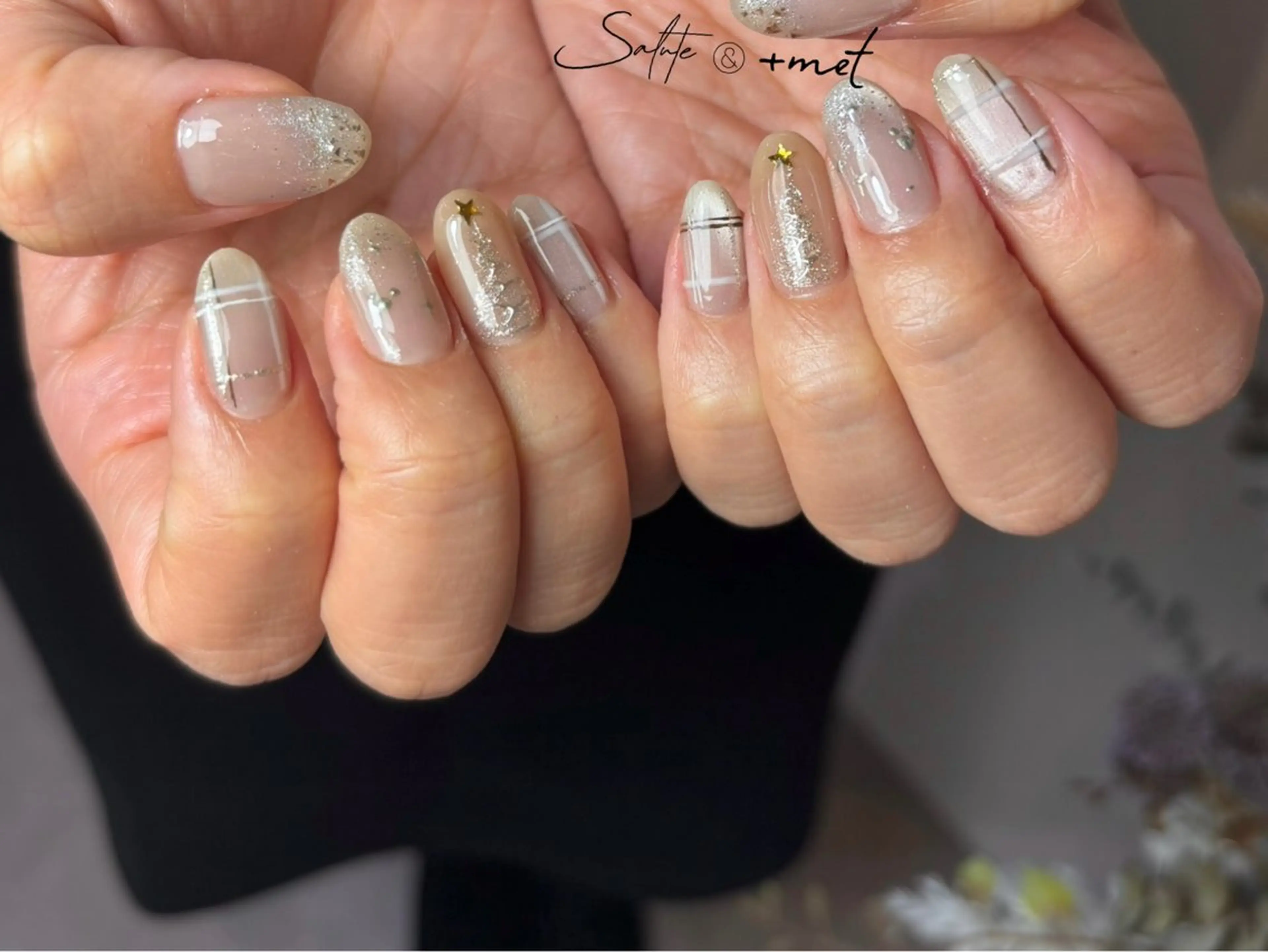 ネイル アートネイル ジェルネイル キラキラネイル マグネットネイル 持ち込み Salute本店 🦋仲原里佳のネイルデザイン