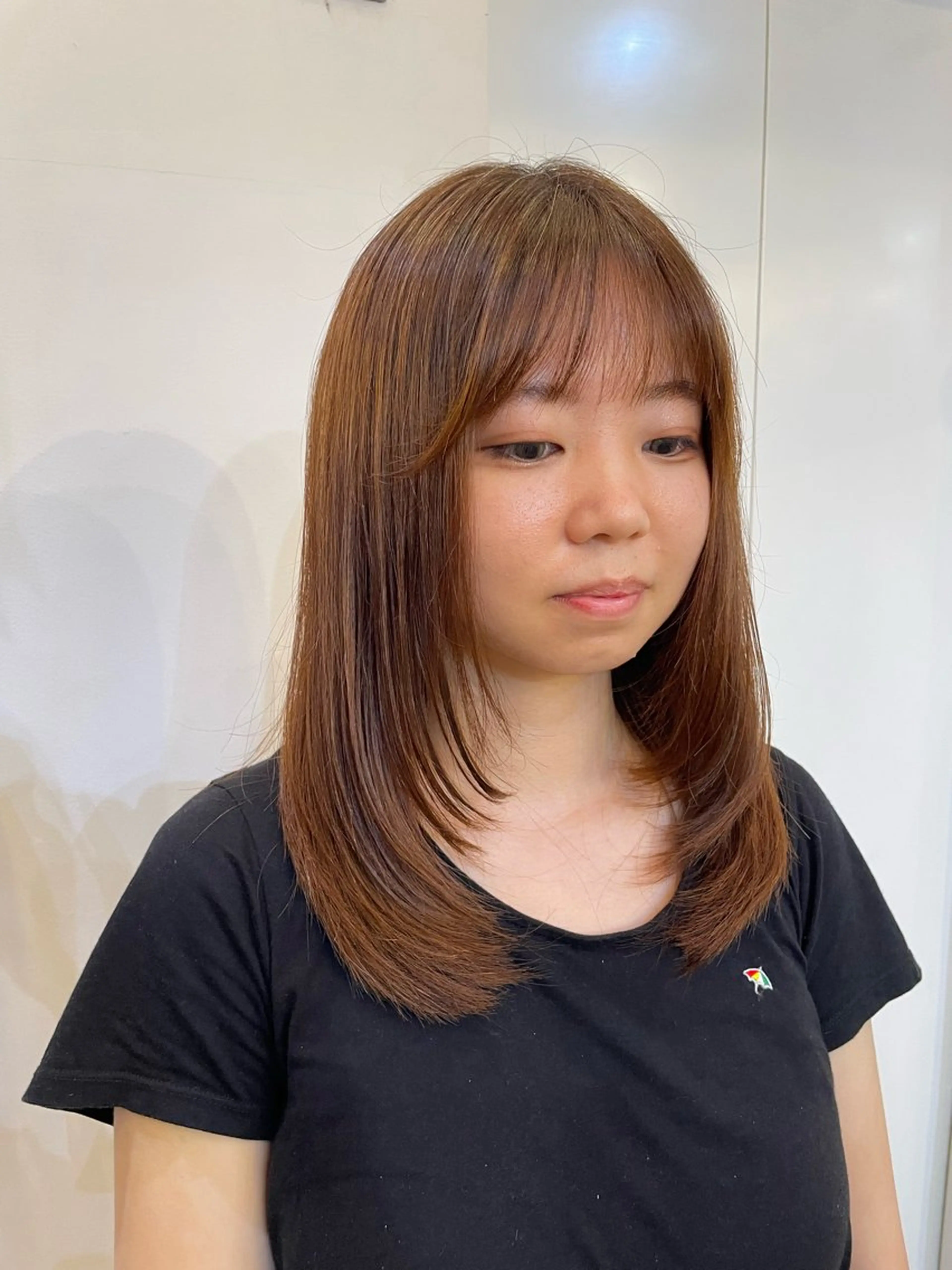 セミロング 顔周りカット レイヤーカット 似合わせカット‪// 鶴我万唯華のヘアスタイル