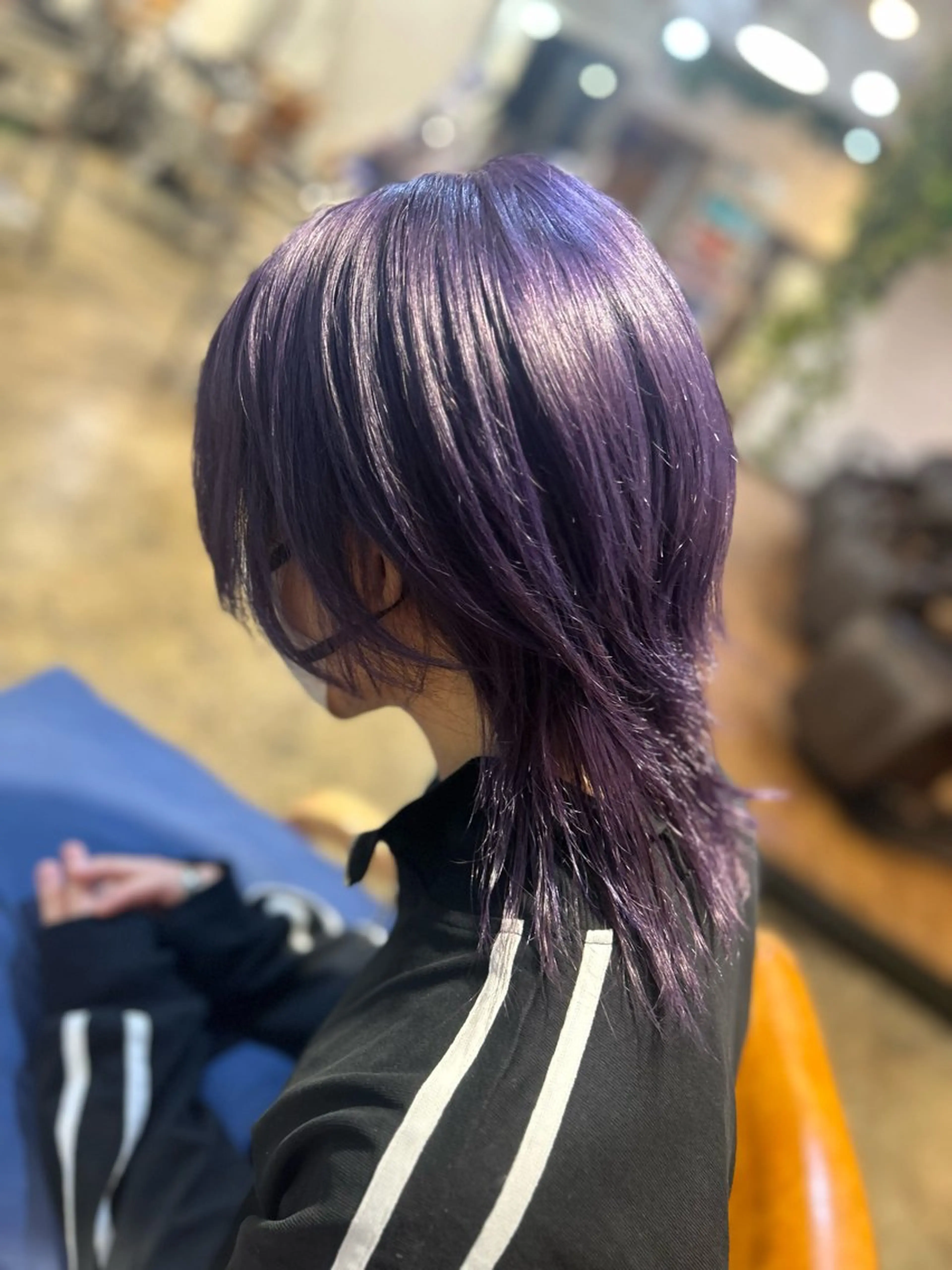 カラー メンズ メンズウルフカット ラベンダーカラー ウルフカット ヘアカラー 暖色/レイヤー 🦋MIYUUのヘアスタイル