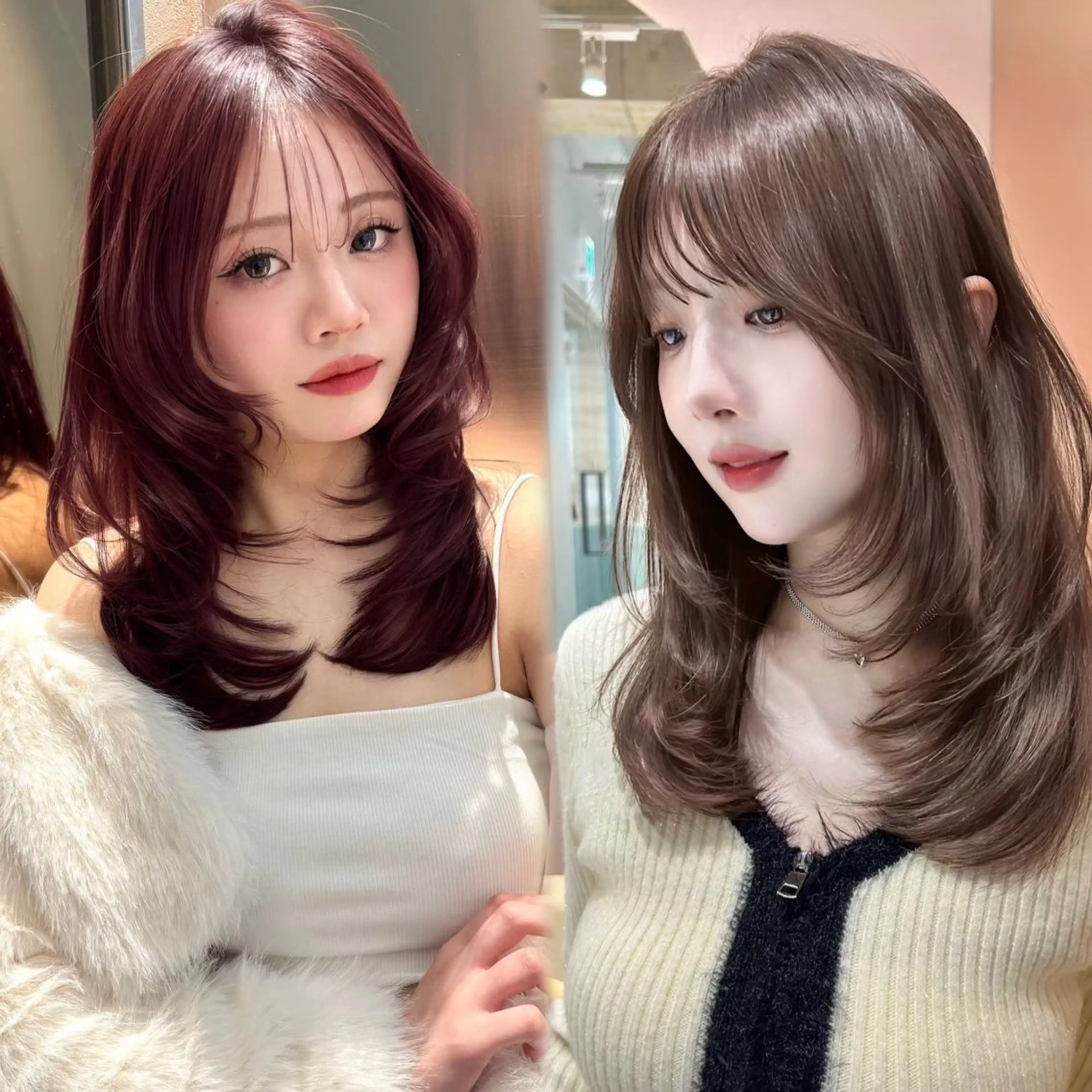 【ミニモ学割❗️】【自然な透明感カラー ❣️】韓国風カット🇰🇷+ブリーチなしダブルカラー＋1stepトリートメントの写真