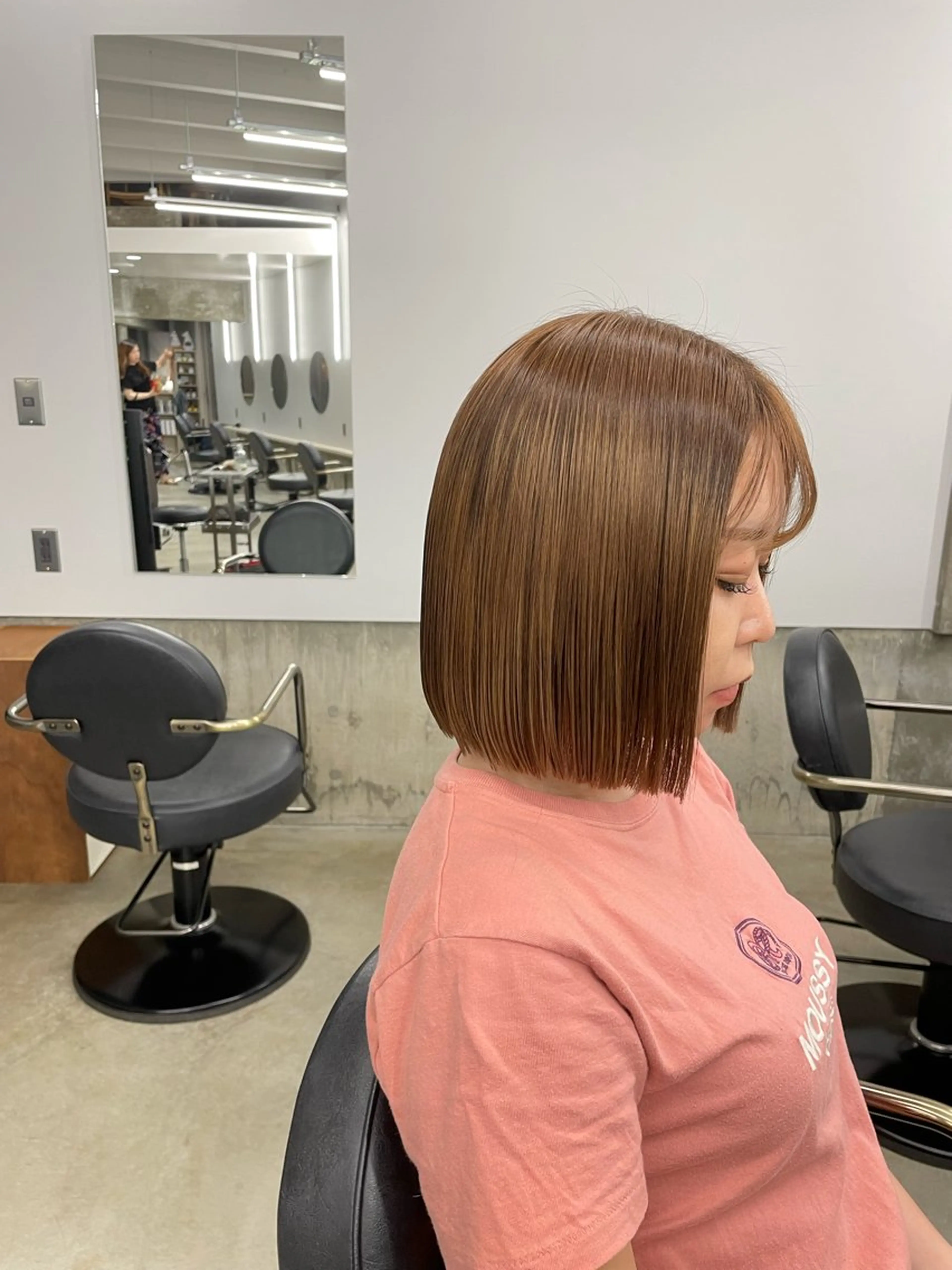 ショート 切りっぱなしボブ ボブ Hair salon BOB所属・🎀︎maho/暖色 /透明感カラー‎🤍のヘアスタイル