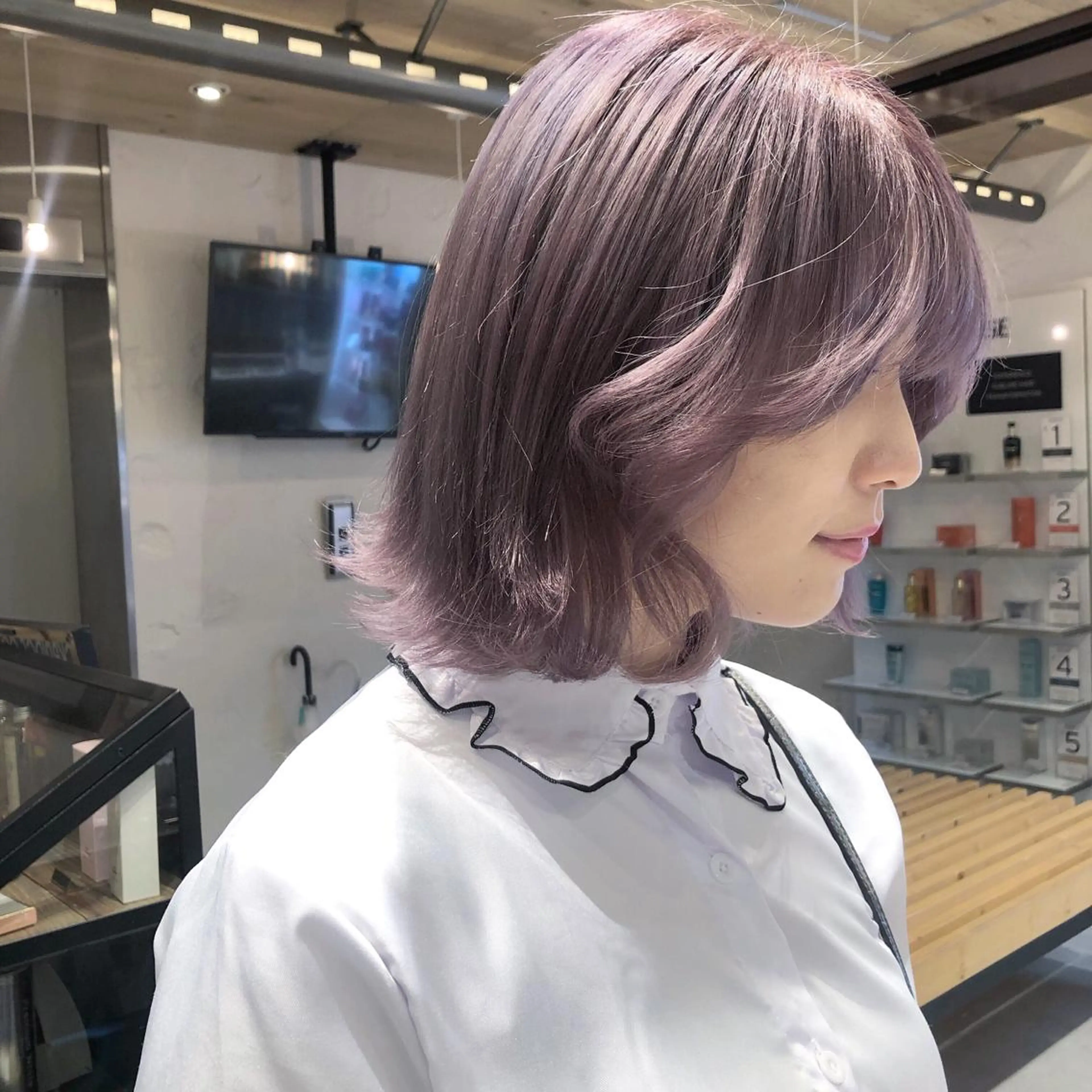 ミディアム カラー ラベンダーカラー ピンクカラー ピンクラベンダー ORIKA 美容室のヘアスタイル