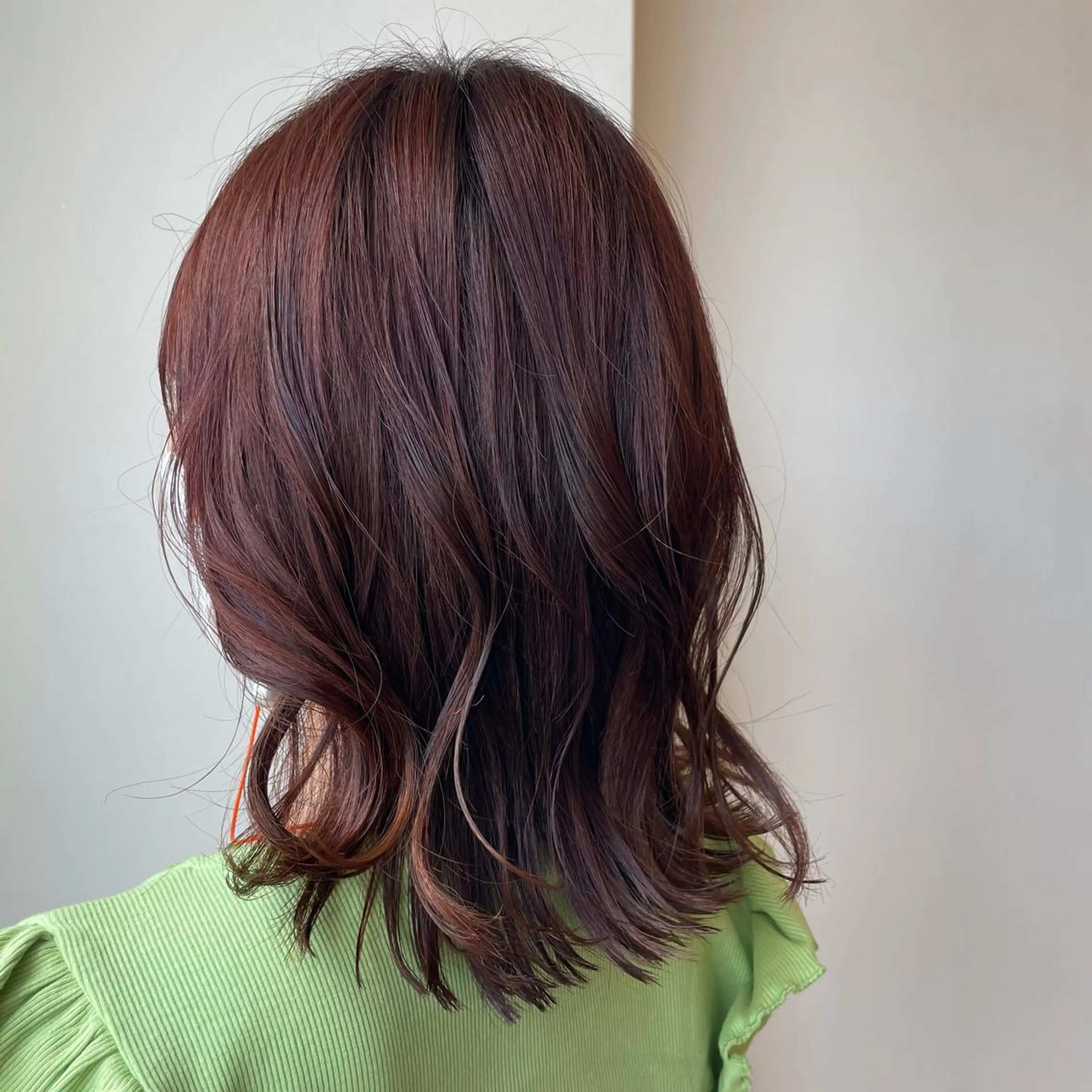 ミディアム カラー ブラウンカラー オレンジ オレンジブラウン ヘアカラー トリートメント ボブウルフ／ボブ Satsuki【名駅のヘアスタイル