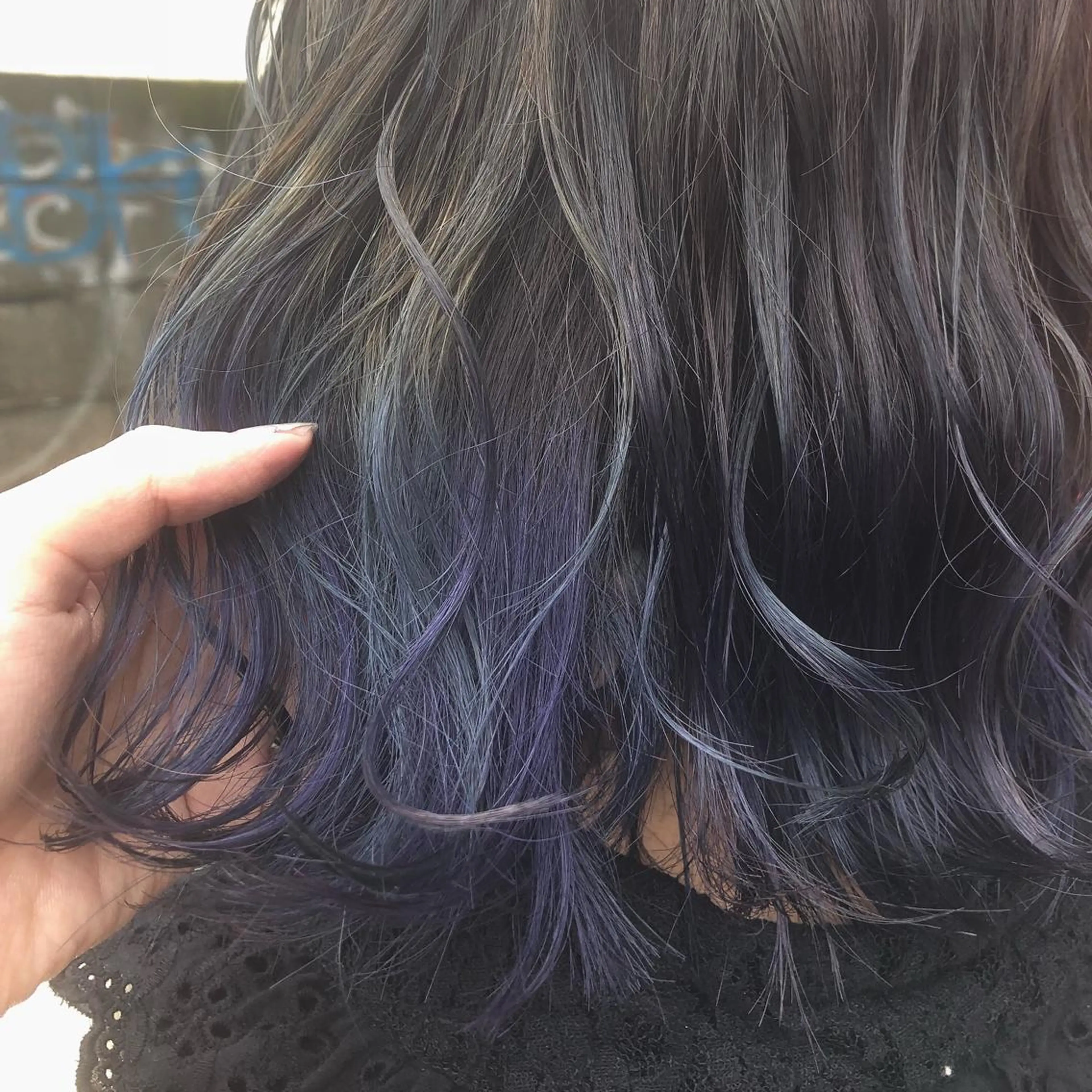 ミディアム カラー ブルーカラー インナーカラー パープルカラー ヘアカラー sano sayakaのヘアスタイル