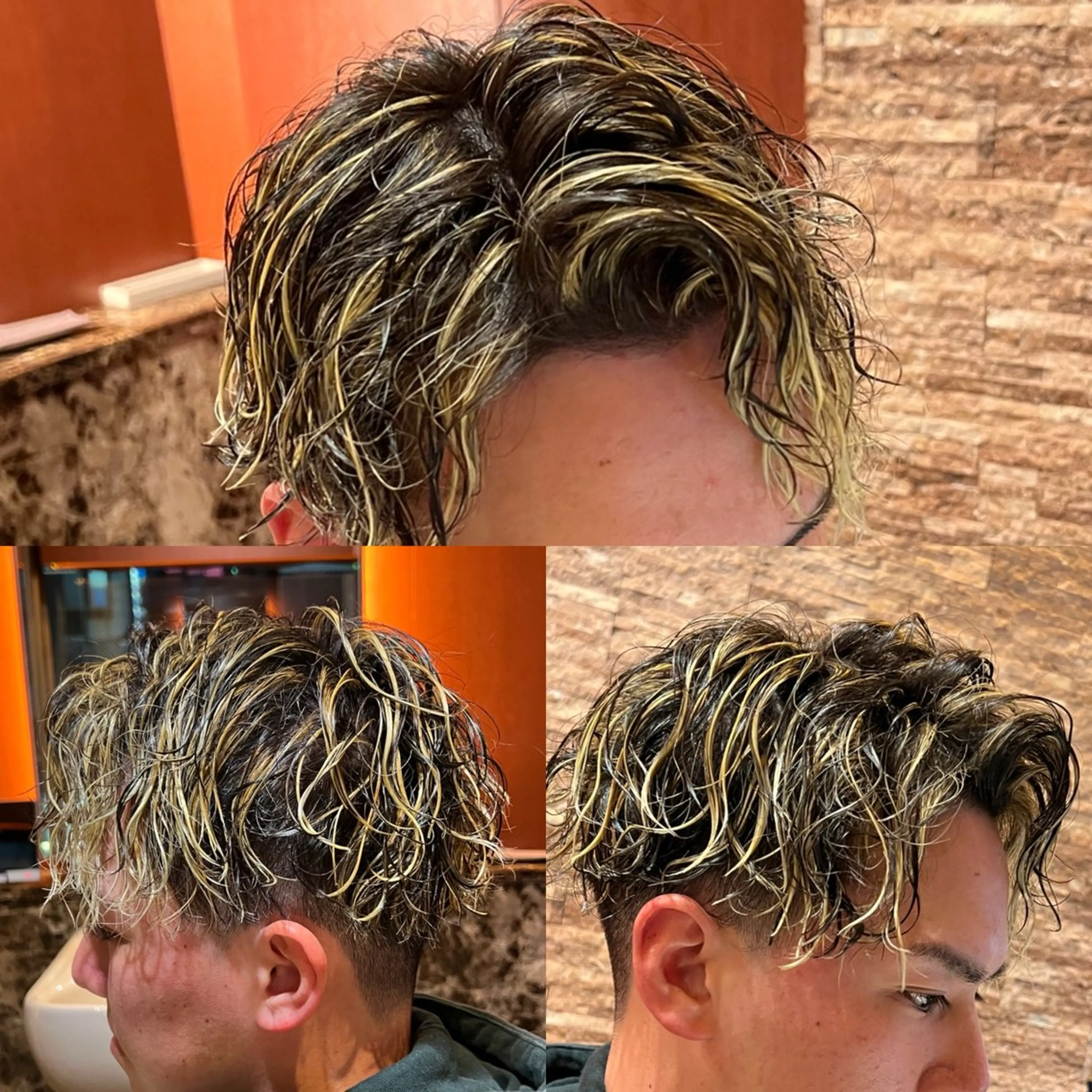 カラー パーマ メンズ メンズハイライト メンズパーマ ハイライトカラー スパイラルパーマ カット ヘアカラー ヘアモードキクチ銀座店所属・💈藤崎 虎之介💈のヘアスタイル