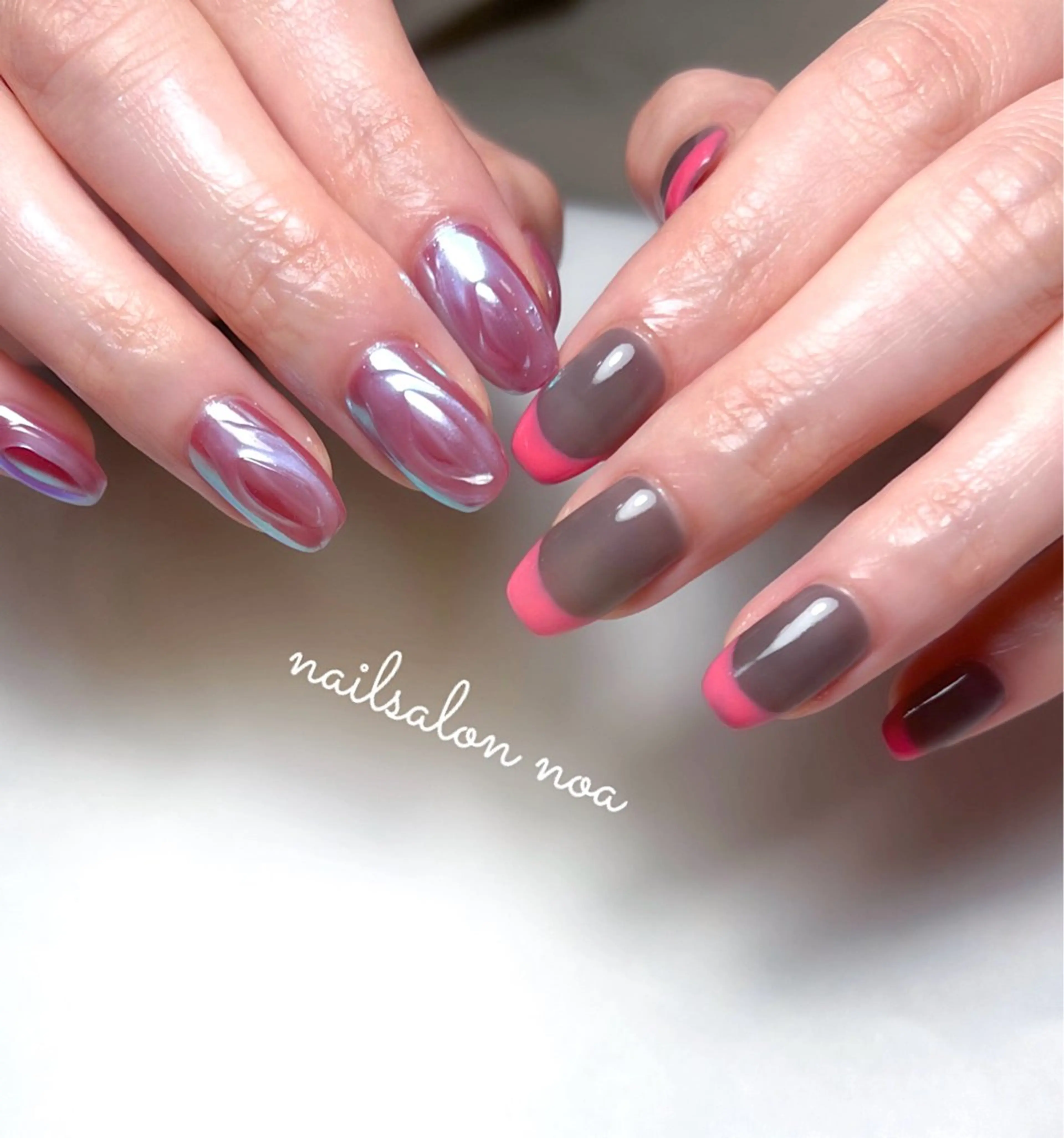 ネイル オーロラネイル フレンチネイル ジェルネイル ニュアンスネイル パラジェル ハンドネイル noa nail所属・nailsalon noaのネイルデザイン