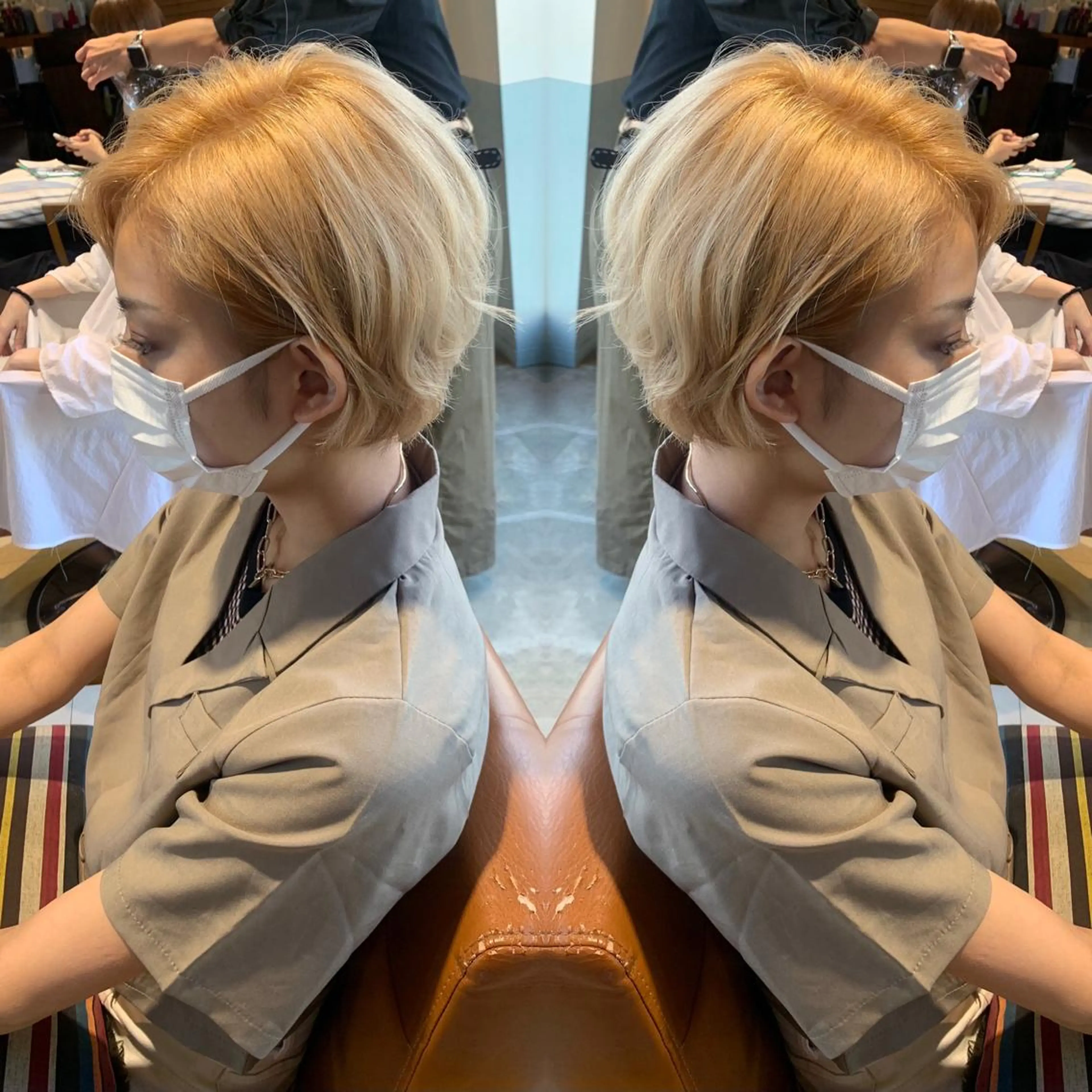 ショート カラー ベージュカラー ブロンド ブロンドベージュ 韓国🇰🇷 ✂︎hair 内田愛のヘアスタイル