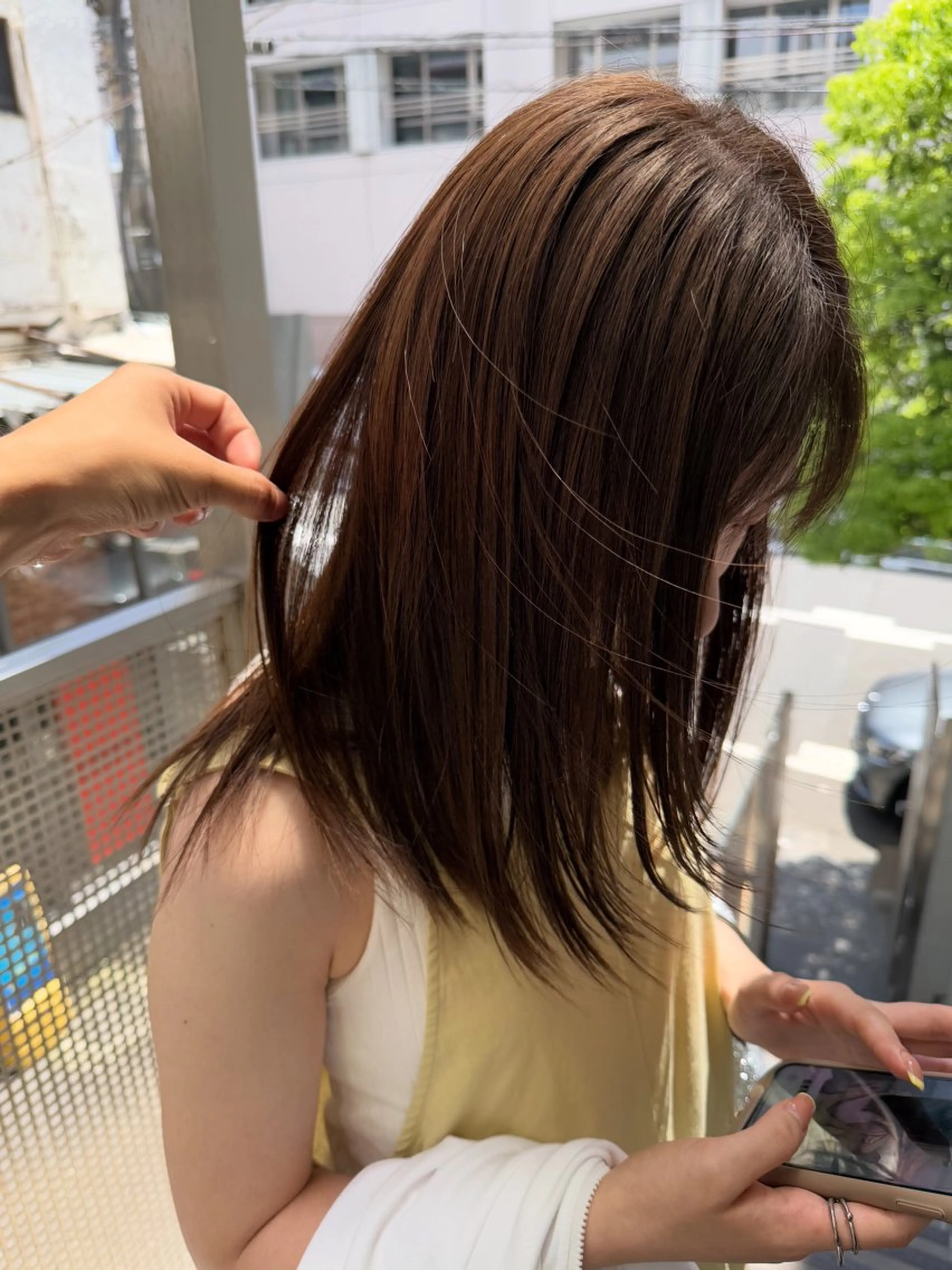 ミディアム カラー 髪質改善 トリートメント カット ヘアカラー トリートメント 國井 廉のヘアスタイル