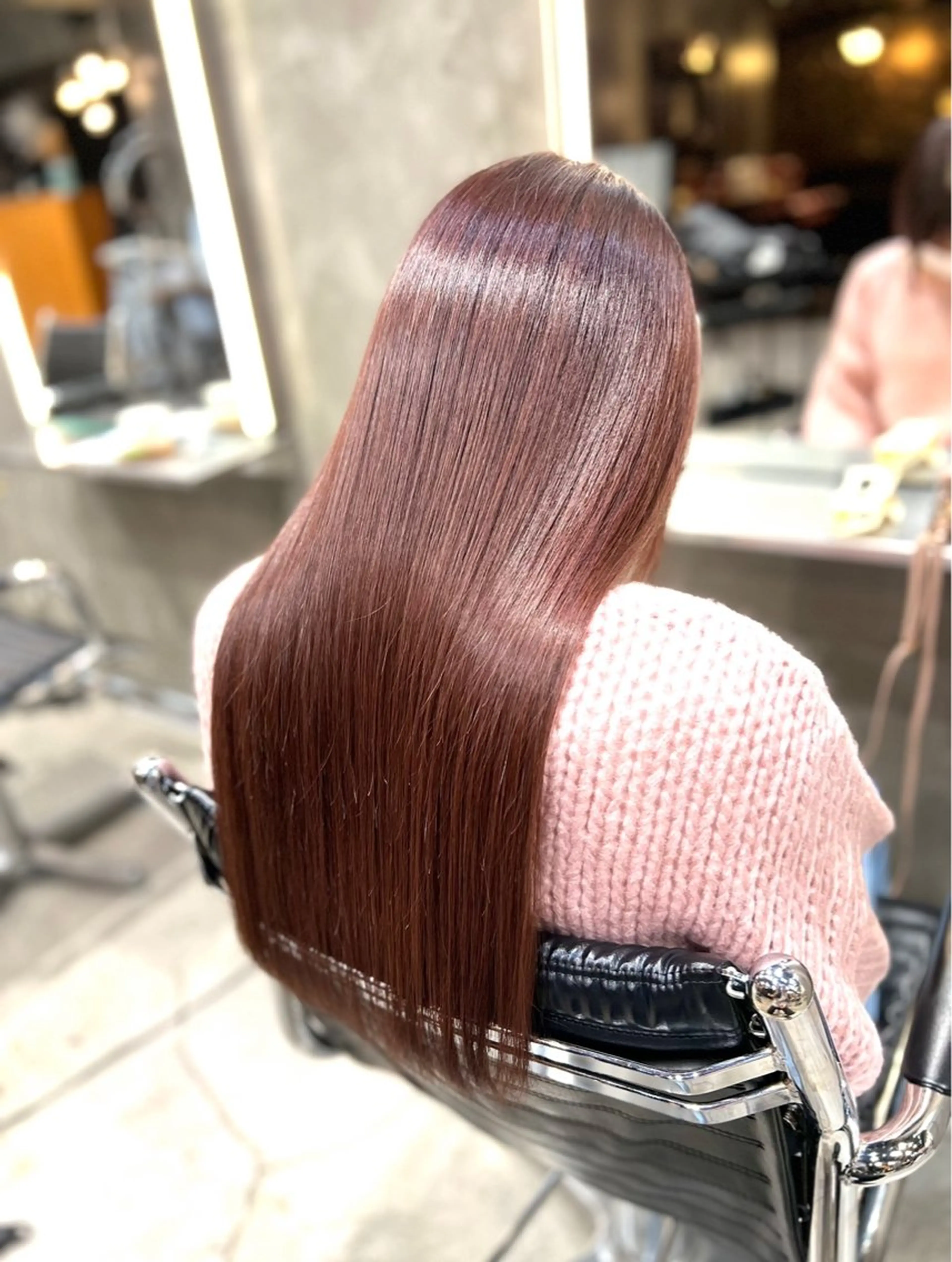 セミロング カラー パーマ ブラウンカラー ピンクカラー ピンクブラウン 髪質改善 縮毛矯正 ヘアカラー 縮毛矯正 GO TODAY 原宿本店所属・🎁再現性を大事に /DAIKIのヘアスタイル