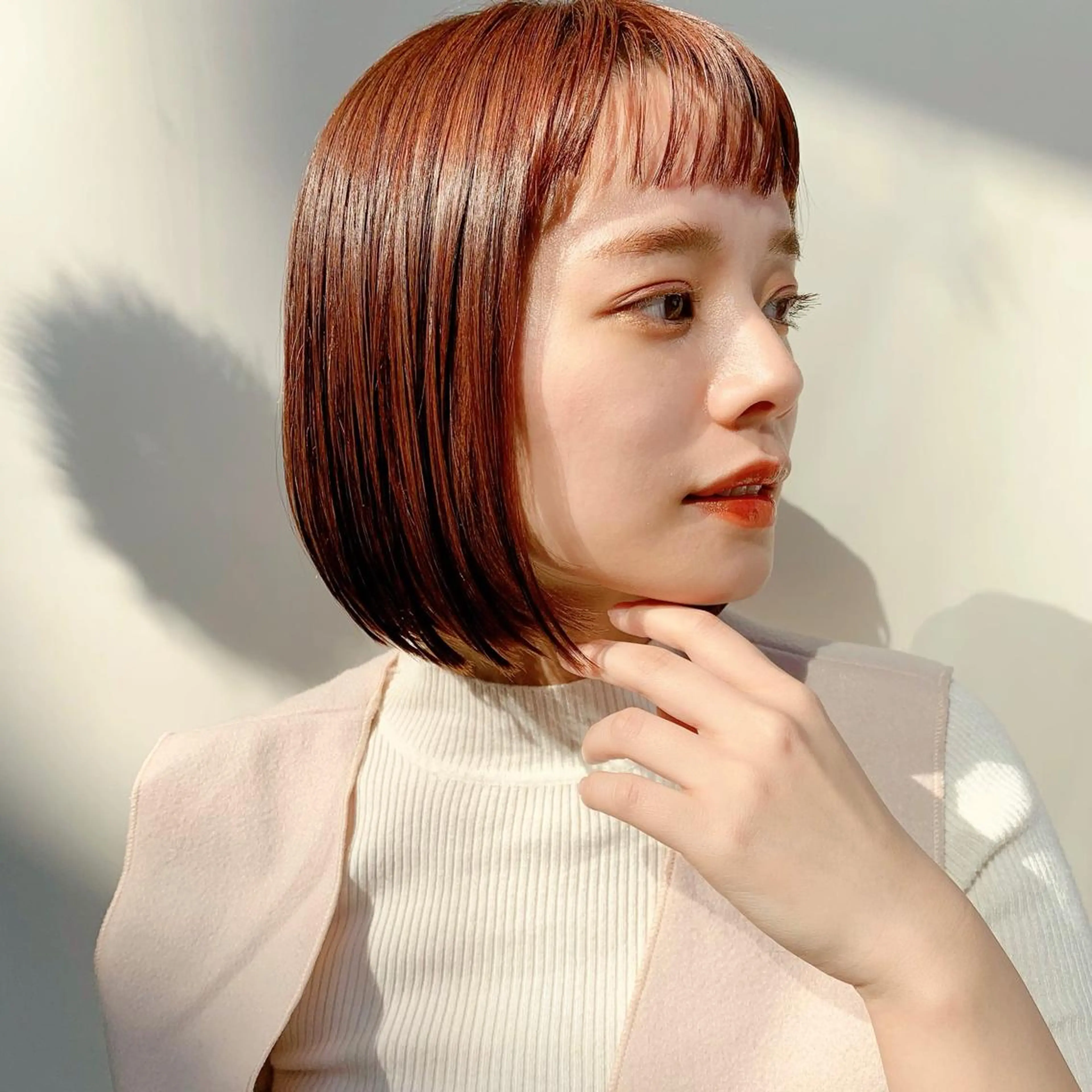 ショート カラー ブラウンカラー オレンジ オレンジブラウン トリートメント 🌱小顔ヘア/ボブ ミディアム/双葉🌱のヘアスタイル