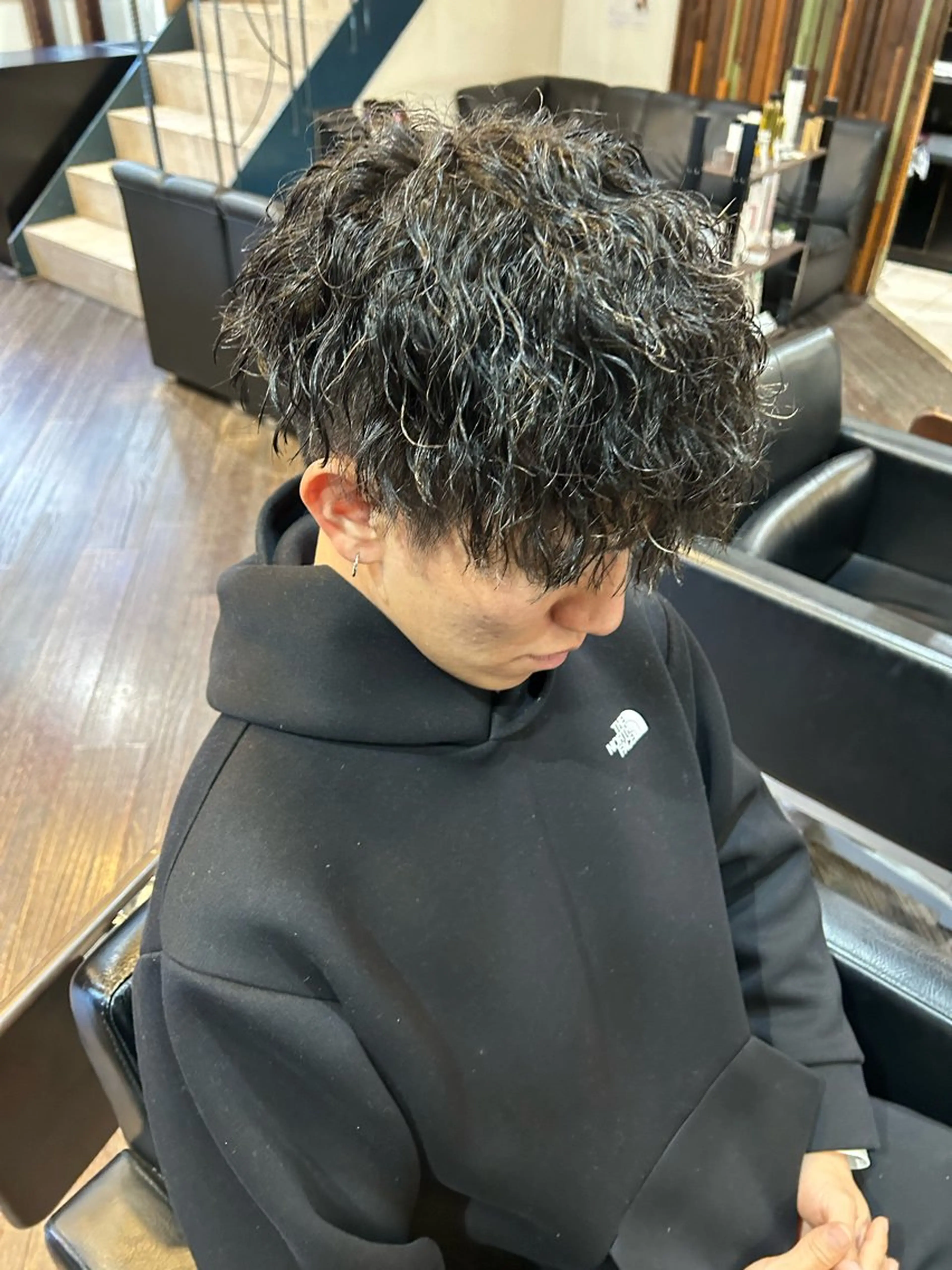 ミディアム パーマ メンズ 大阪/梅田/シャドウ パーマ/ノボリユウタのヘアスタイル