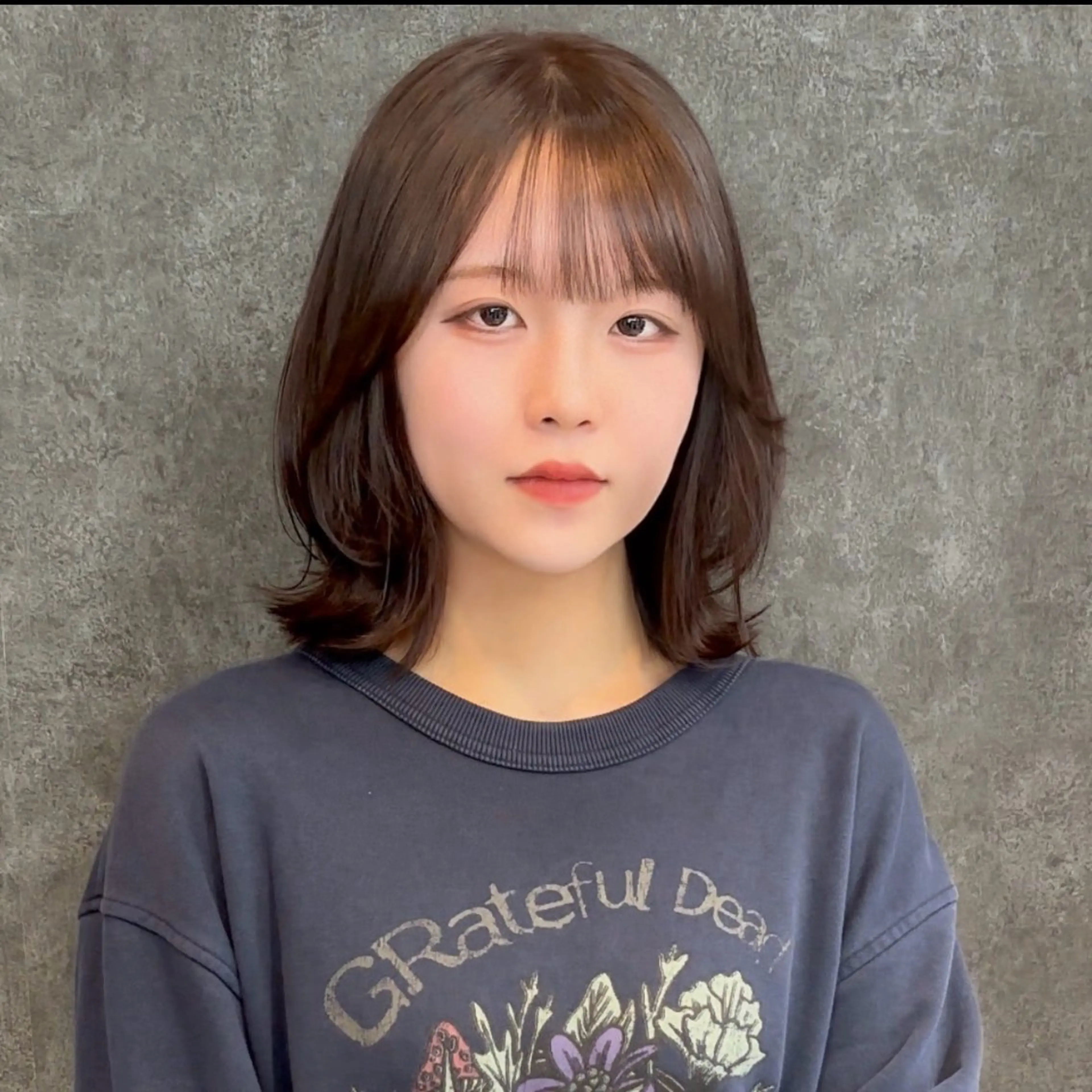 ミディアム ボブレイヤー ボブ くびれヘア 韓国風ヘア レイヤーカット 新宿/韓国レイヤー 顔まわり/RIKUのヘアスタイル