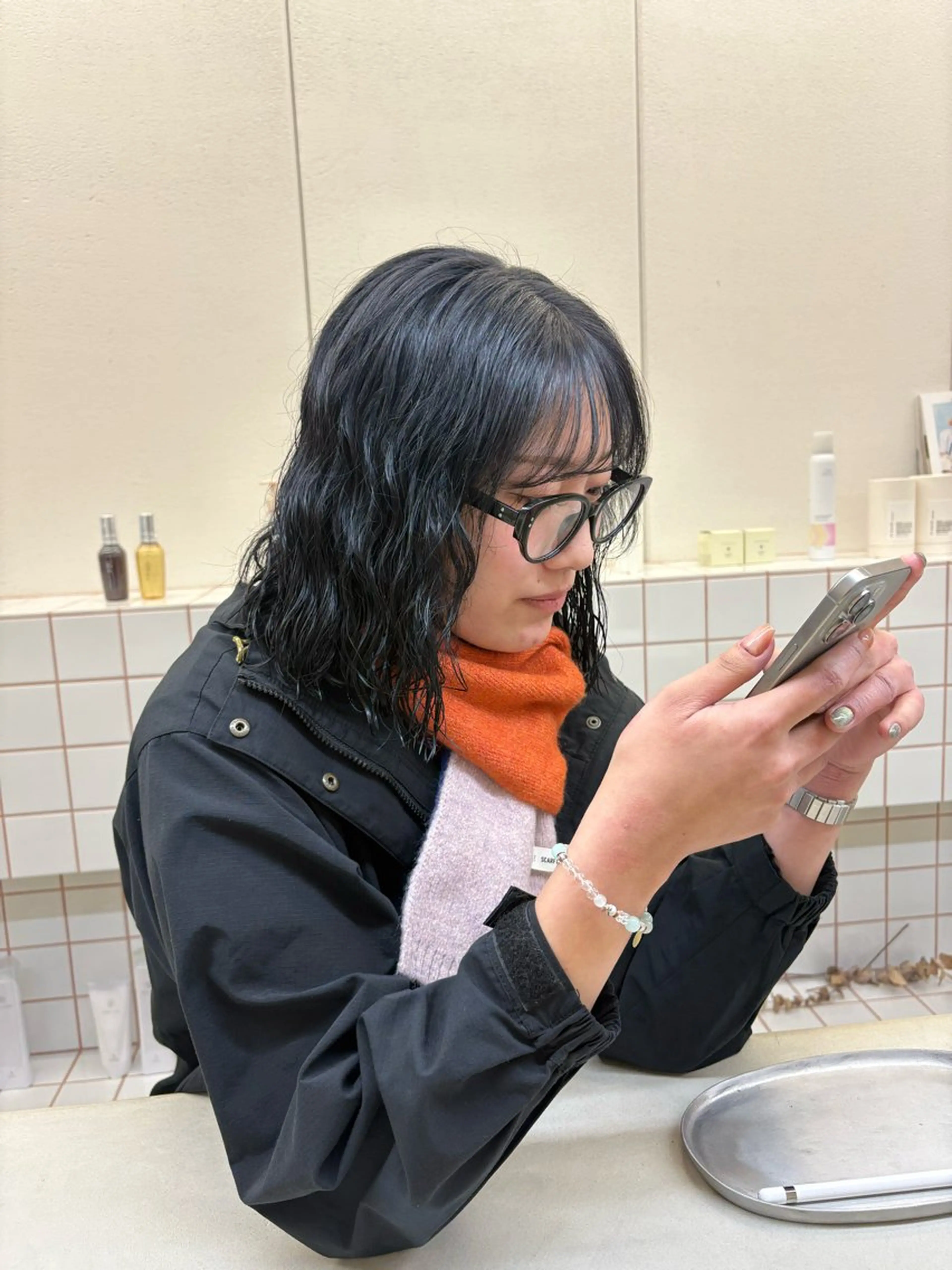 ミディアム カラー ミディアムパーマ ボブ カット ヘアカラー トリートメント NIKO/名古屋/ 伏見/花屋併設のヘアスタイル