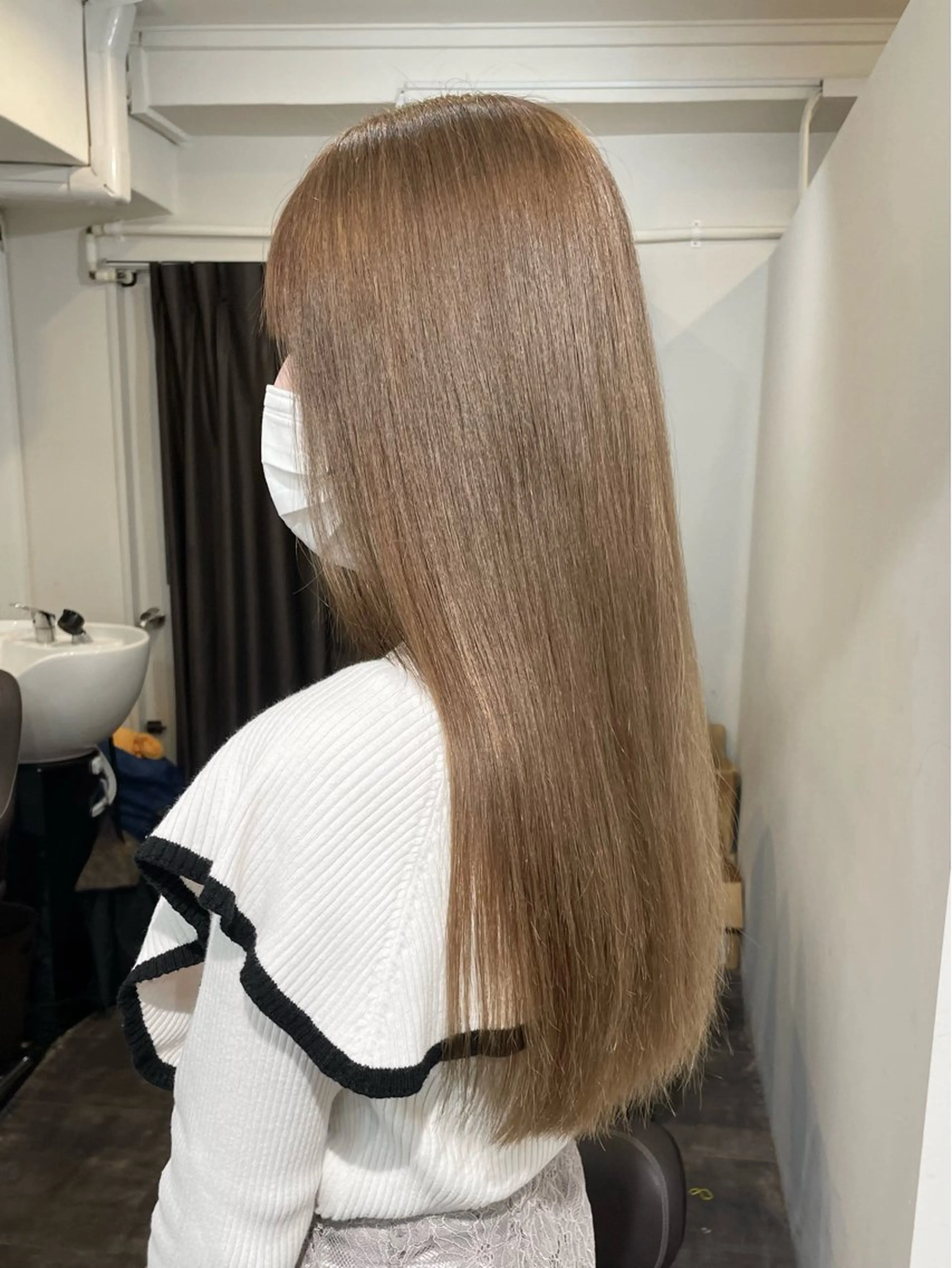 ロング カラー ハイトーンカラー 💚色落ちまで可愛い 髪質改善カラーゆうまのヘアスタイル