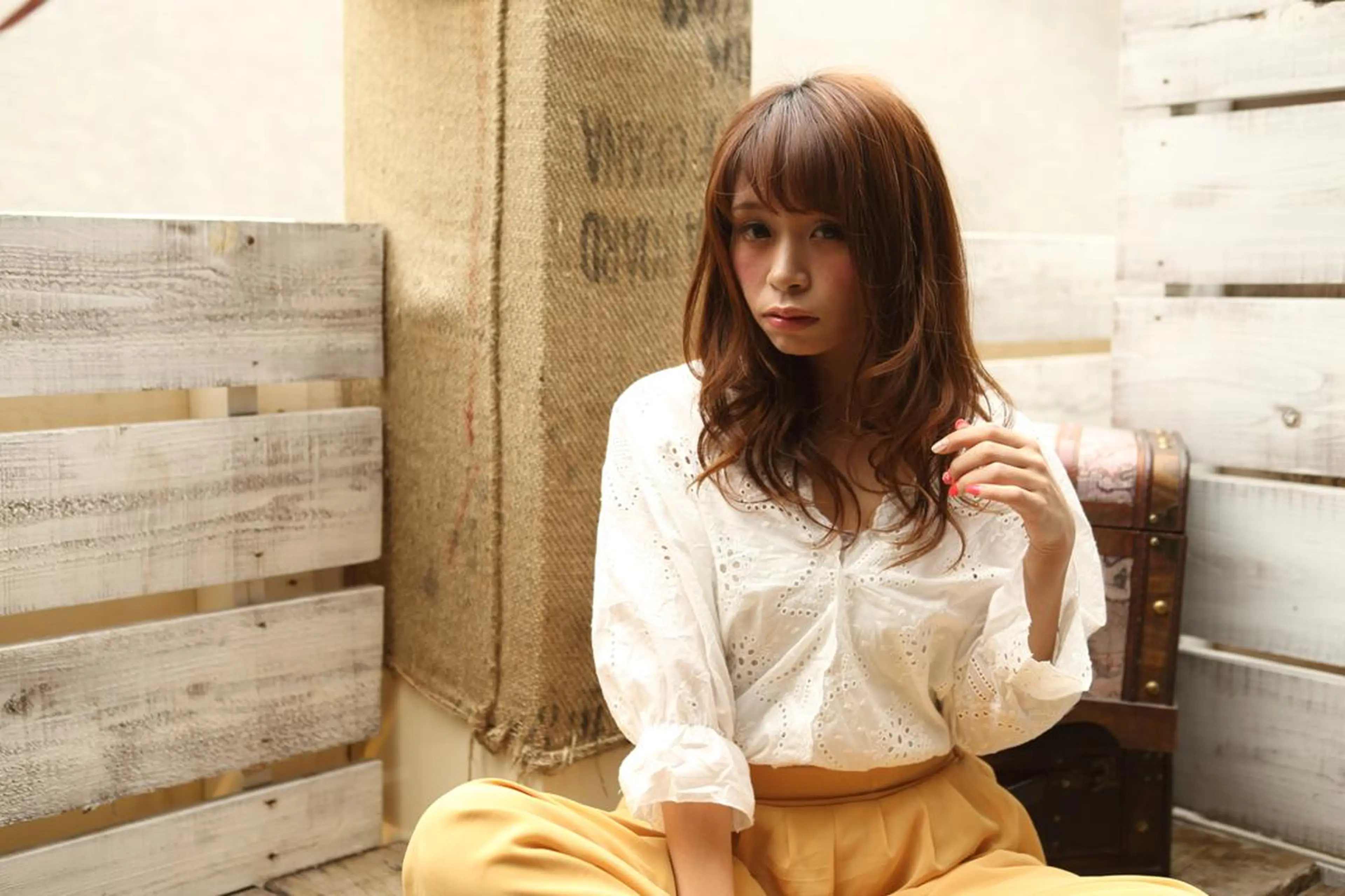 ミディアム ミディアムパーマ アッシュ 髪質改善 トリートメント 髪質改善ストレート nao.c 田原台店のヘアスタイル