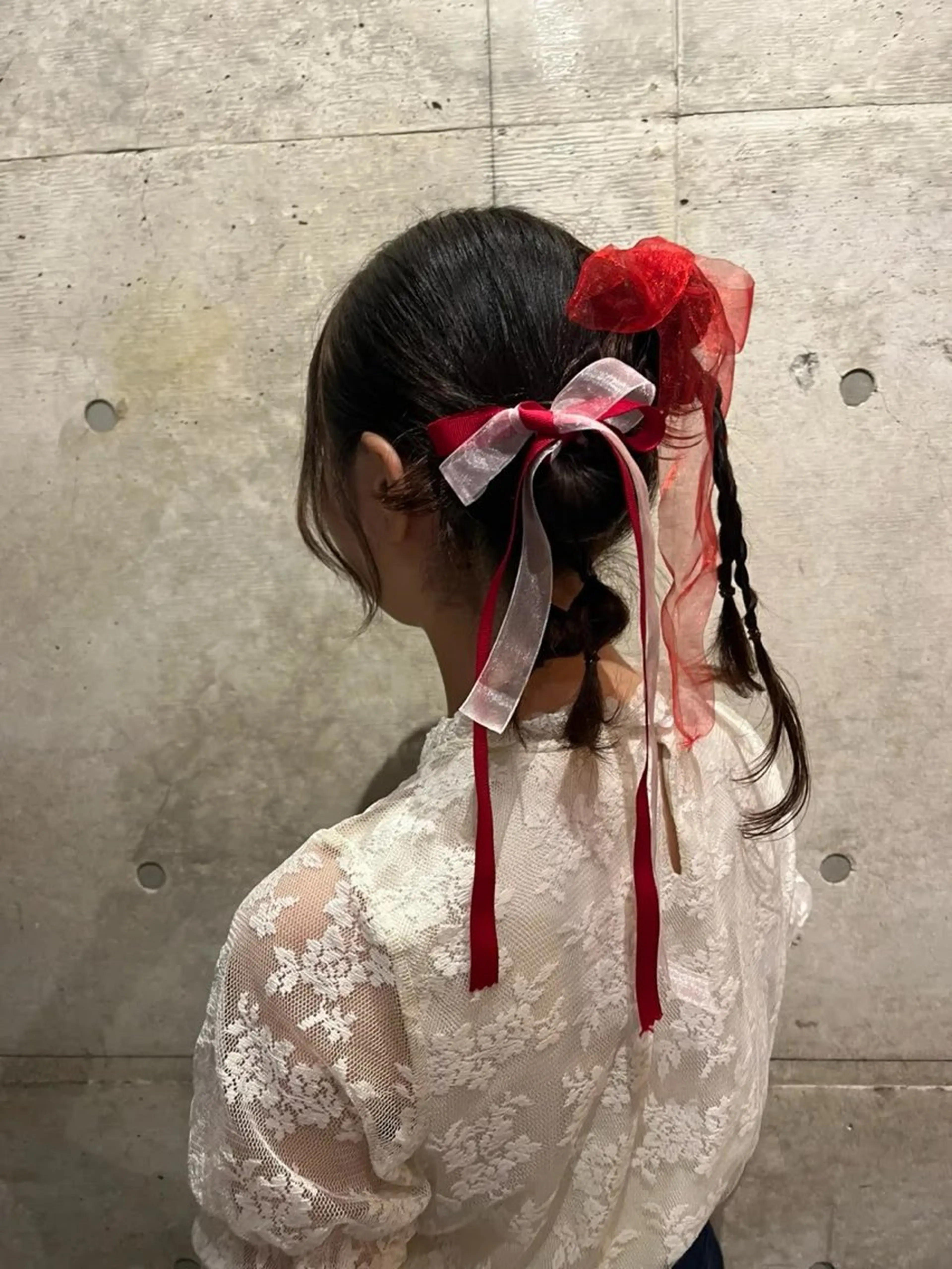 セミロング ヘアアレンジ 三つ編み Luxe【ラグゼ】所属・🍐ki ri🍐のヘアスタイル