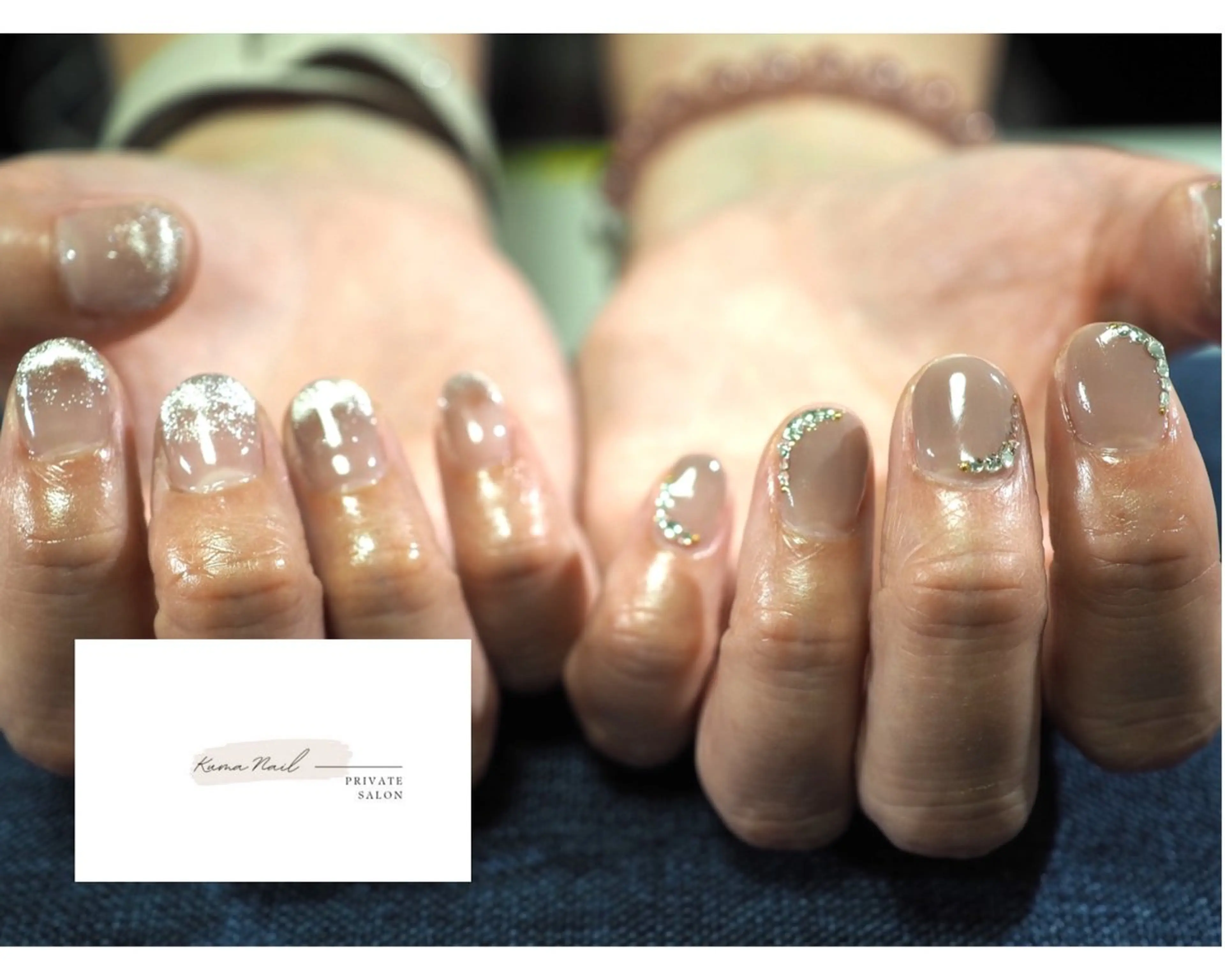 ネイル グラデーション キラキラネイル マグネットネイル オフィスネイル ショートネイル 藤が丘/守山/長久手 Kuma Nailのネイルデザイン