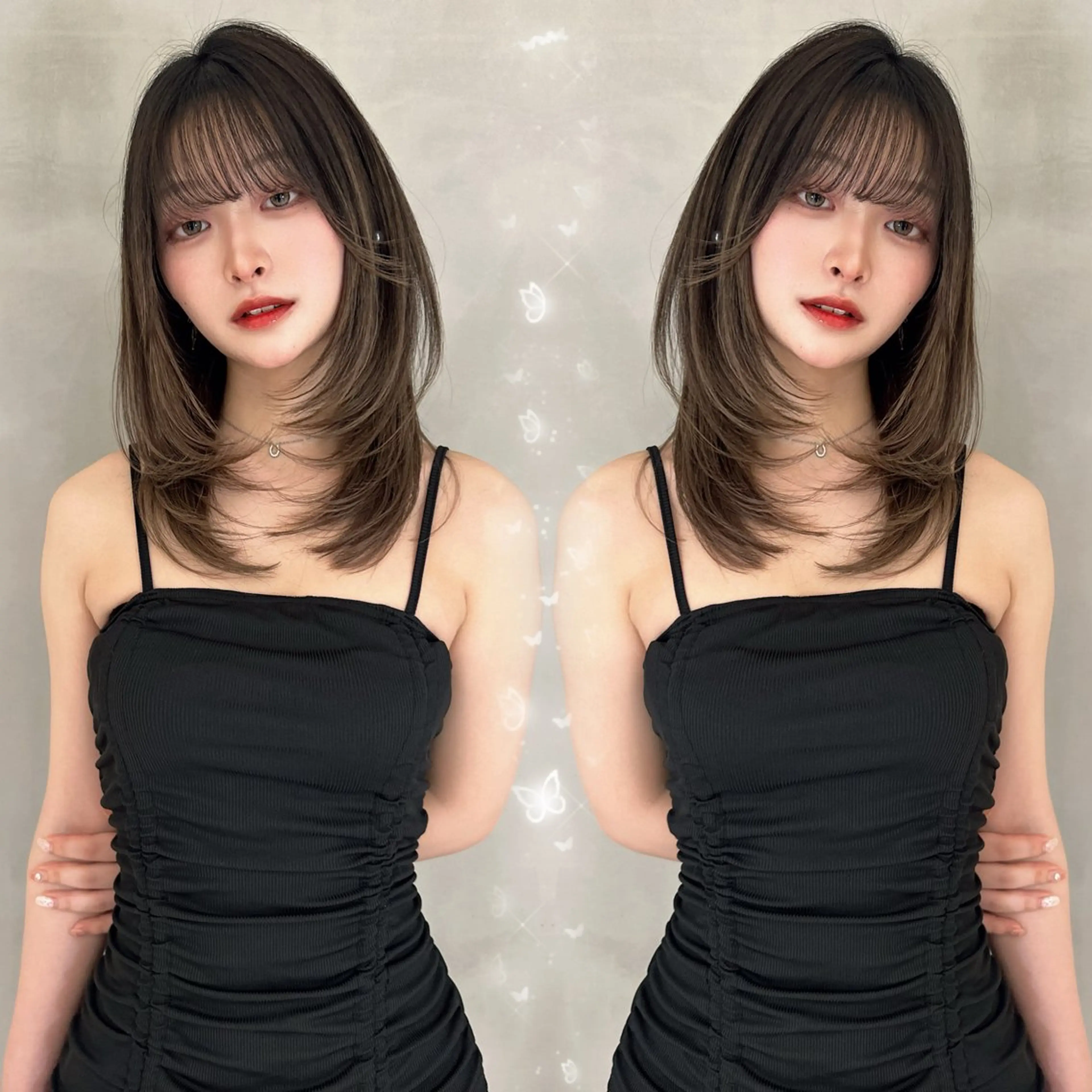 ミディアム レイヤー×ブリーチ 縮毛矯正/KAのヘアスタイル