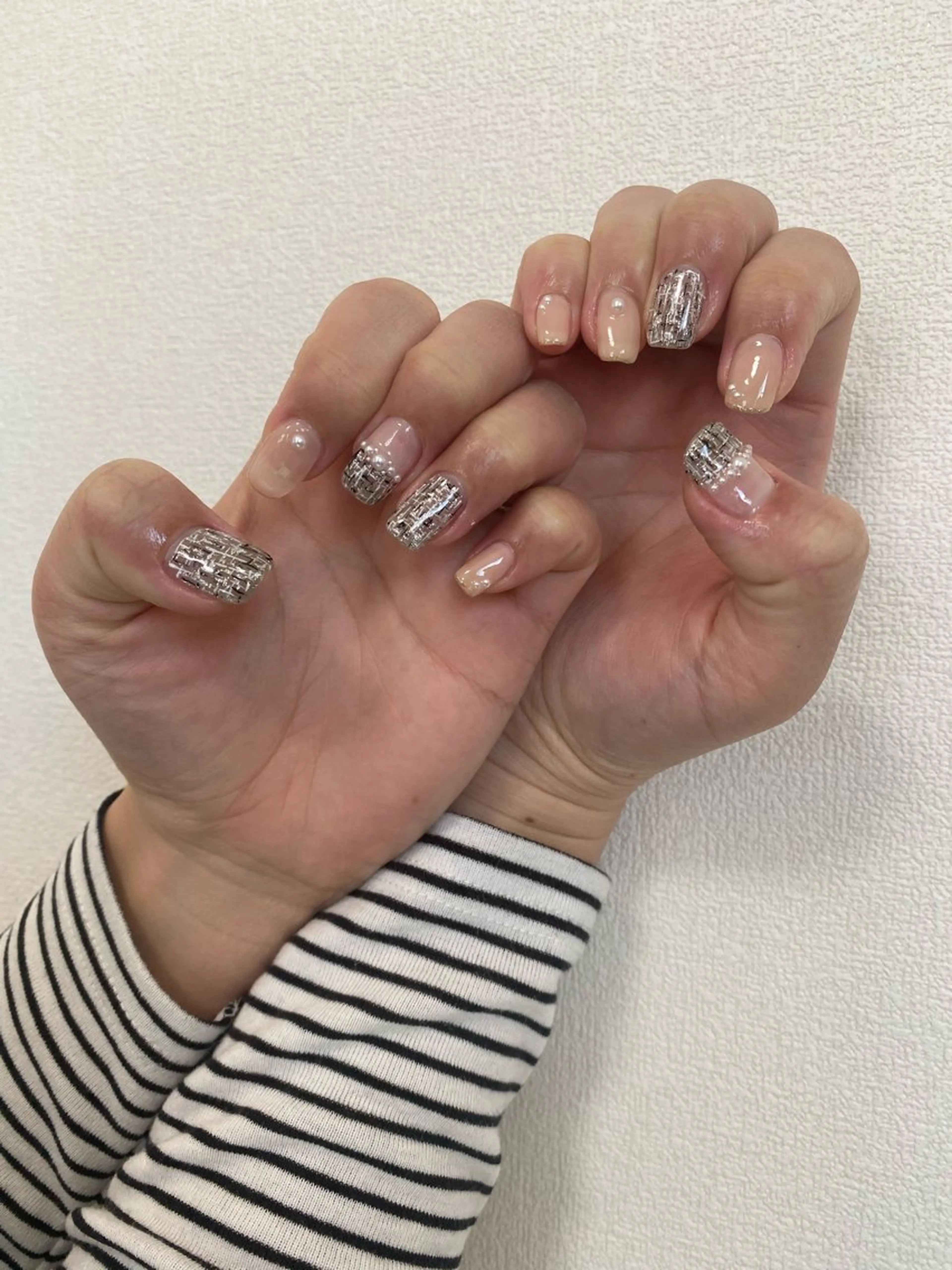 ネイル ツイードネイル ハンドネイル 自宅サロン FeelFreeのネイルデザイン