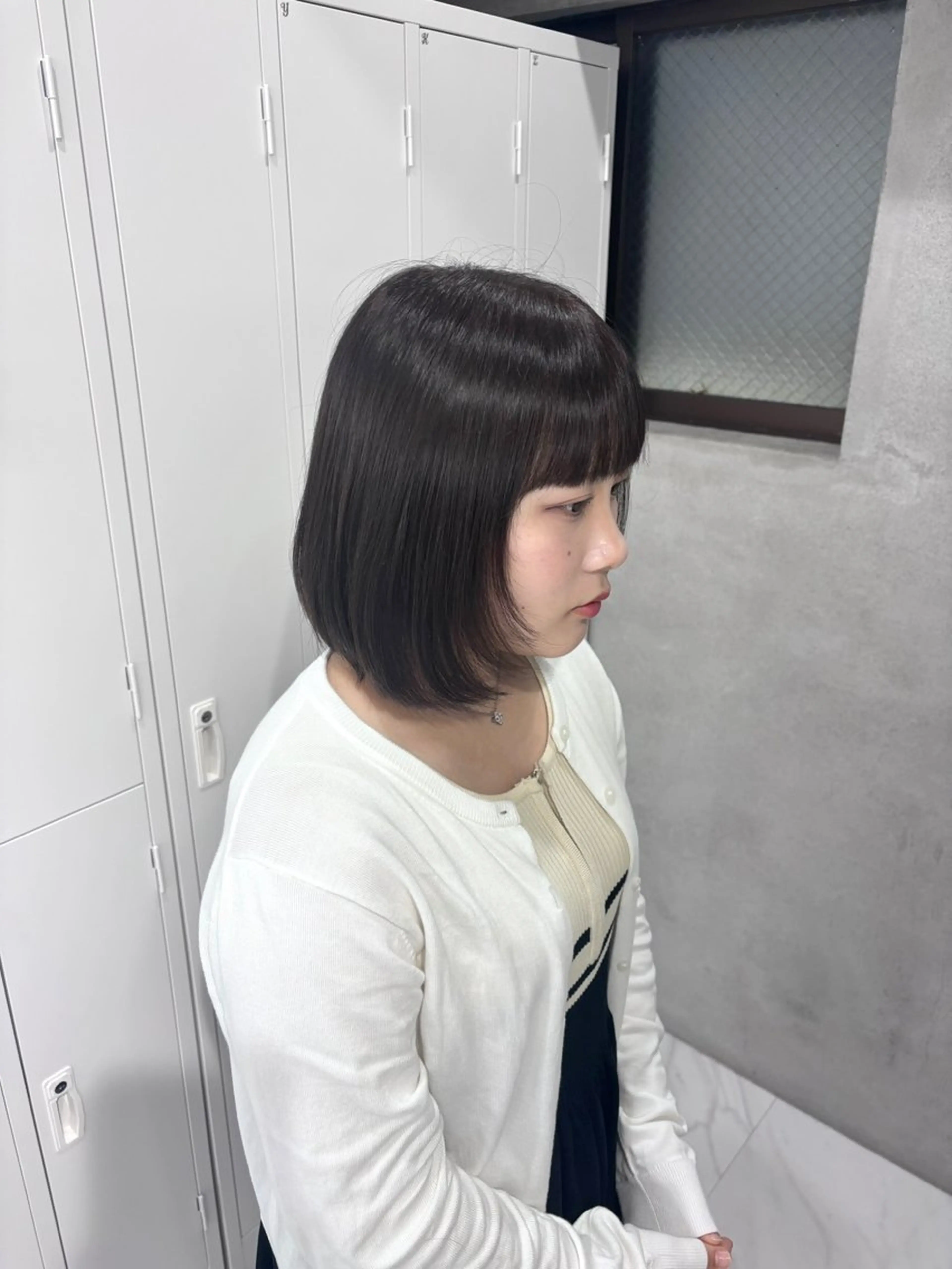 ミディアム カラー レイヤーカット 小顔カット ヘアカラー 心愛/天神/レイヤー /透明感カラー/艶髪のヘアスタイル