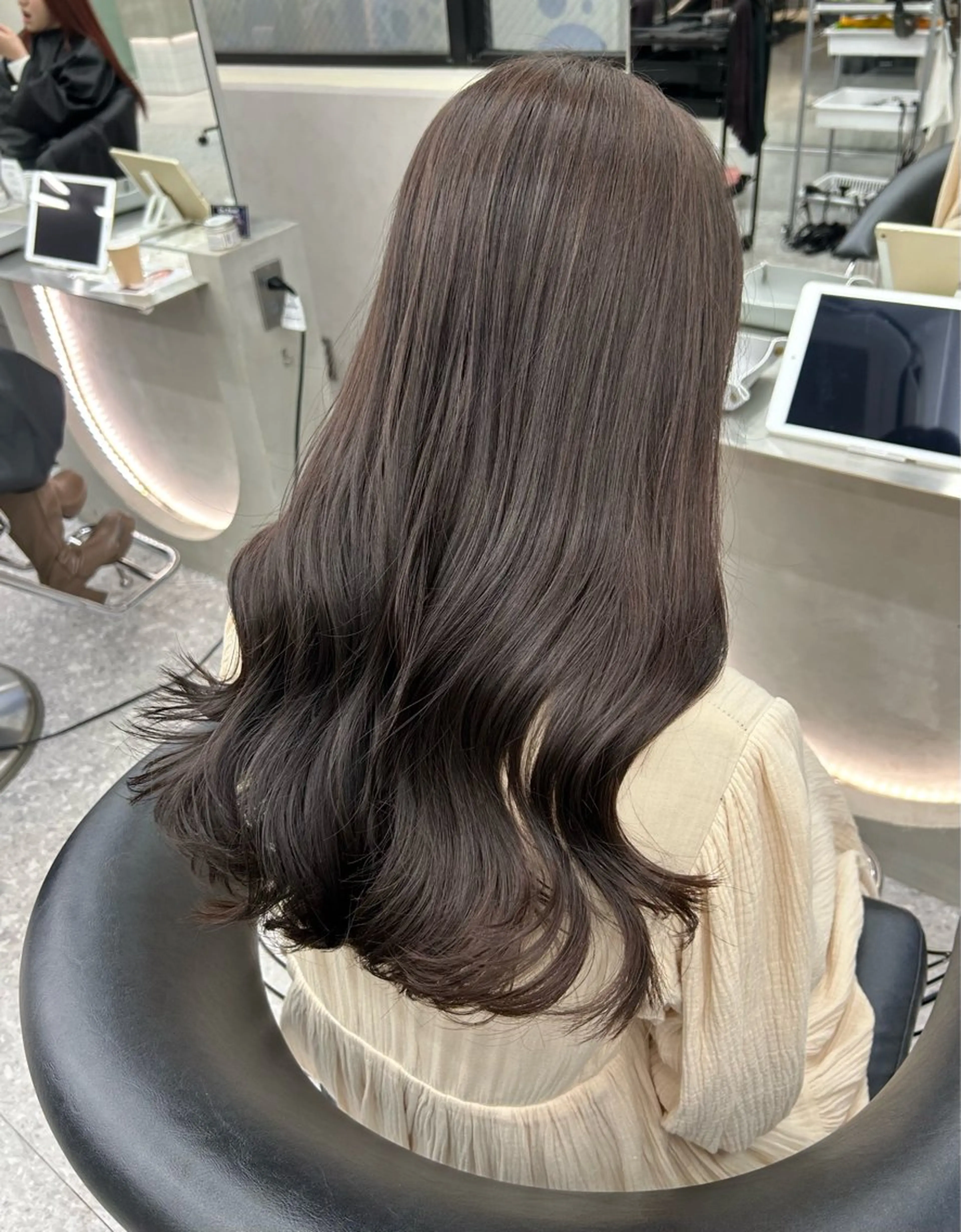 ミディアム カラー ヘアアレンジ グレージュ カット ヘアカラー トリートメント 韓国ヘア🎀 ふみかのヘアスタイル