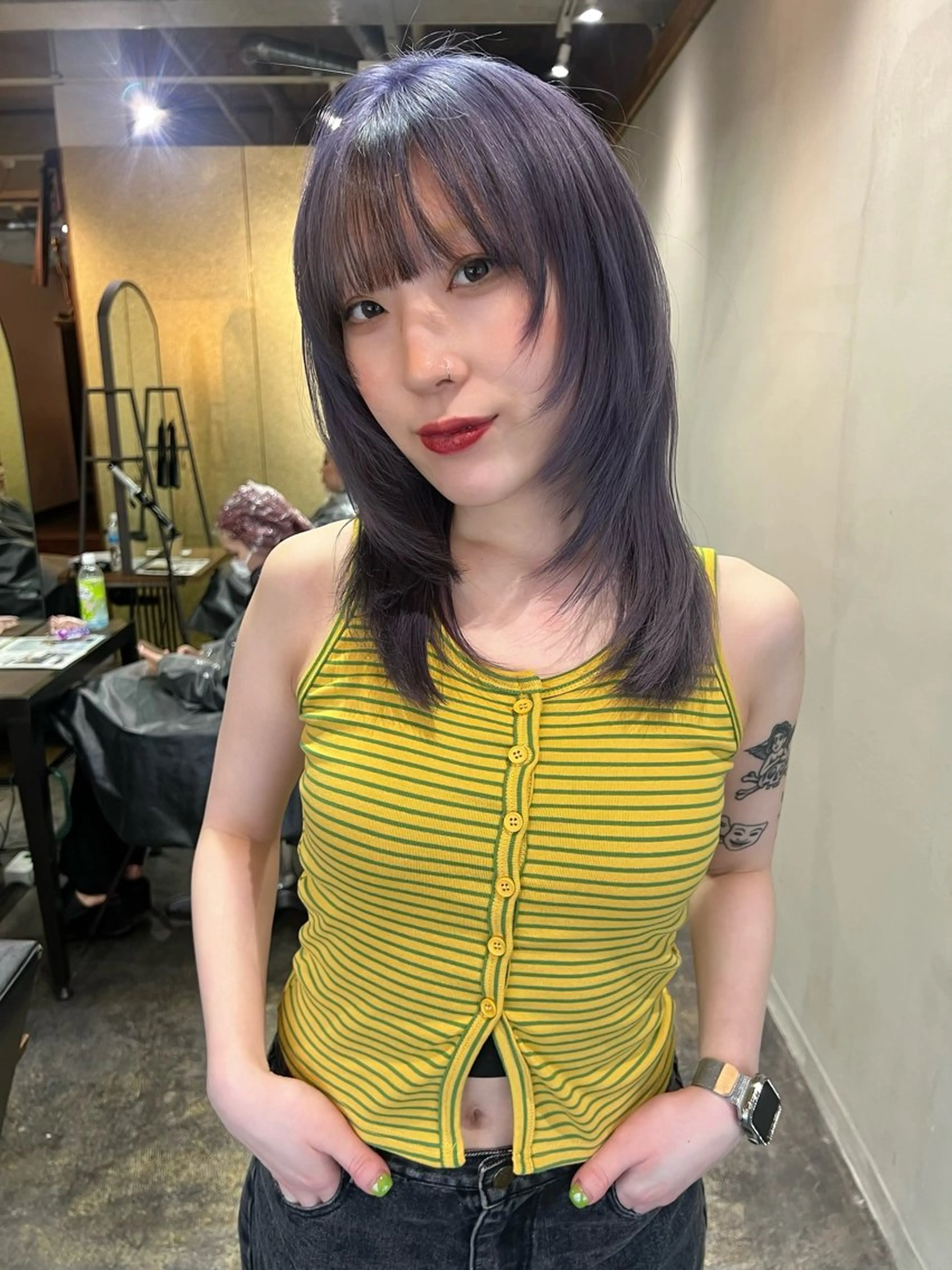 ミディアム カット ヘアカラー トリートメント ハイトーンカラー🍑 maanaのヘアスタイル