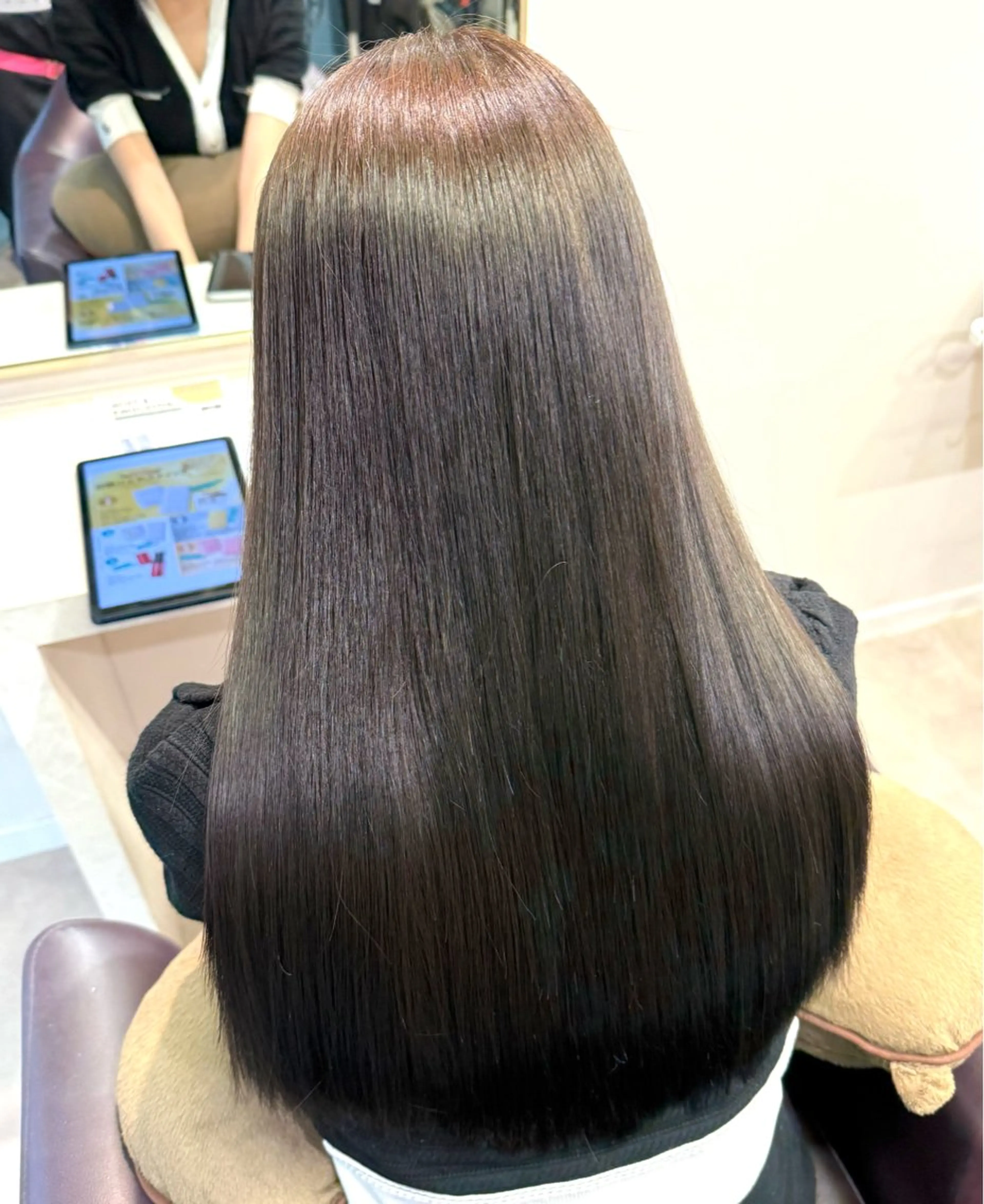 ロング カラー ヘアカラー トリートメント 暖色🧡カット モデル💖石川町のヘアスタイル